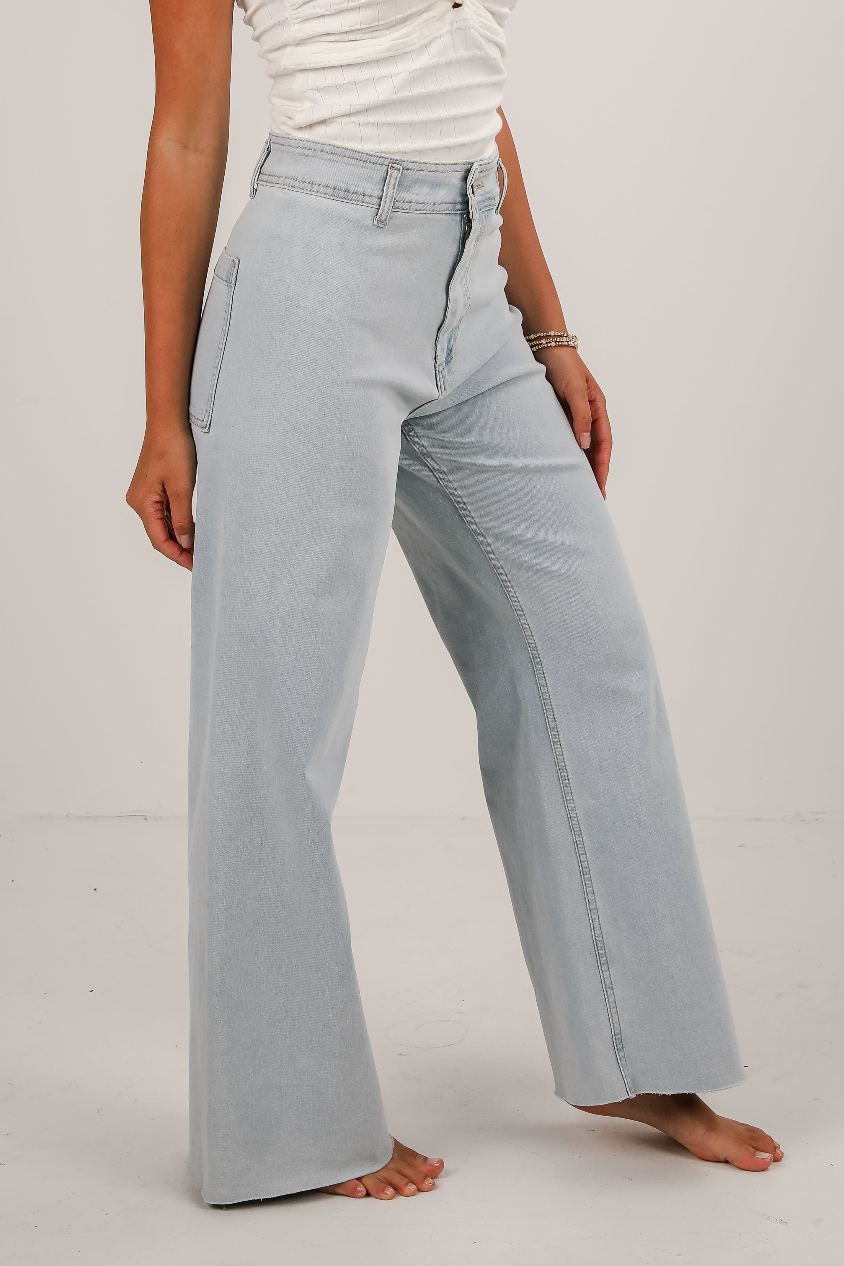 Lexi Light Wash High-Rise Wide Leg Jeans