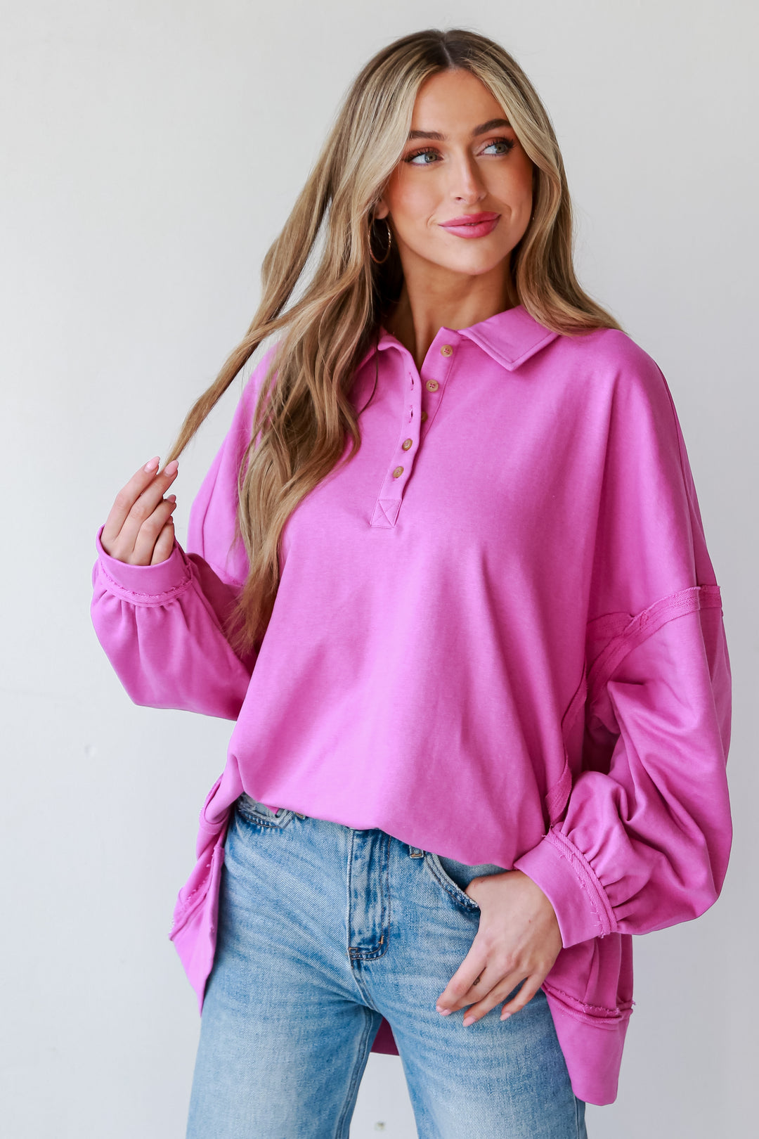 Magenta Oversized Pullover front view