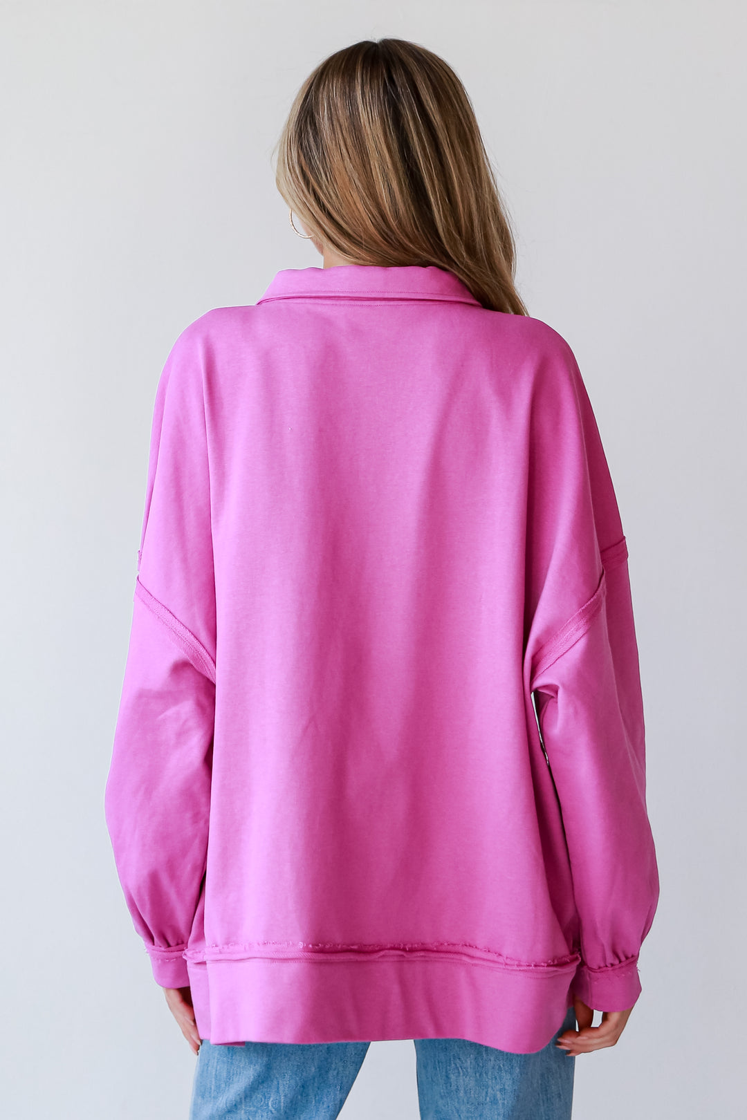 Magenta Oversized Pullover back view