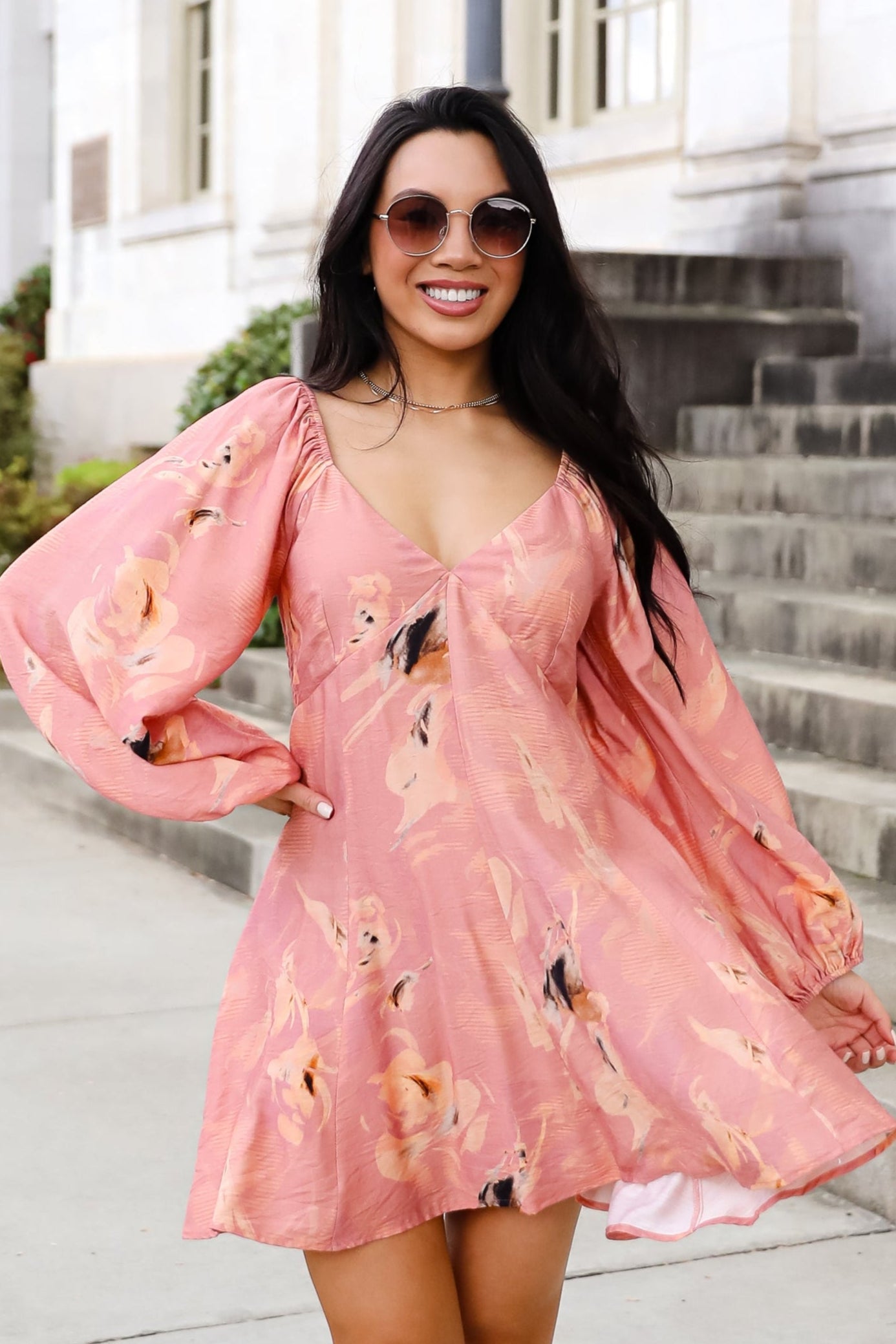 Bloom With A View Mauve Floral Mini Dress