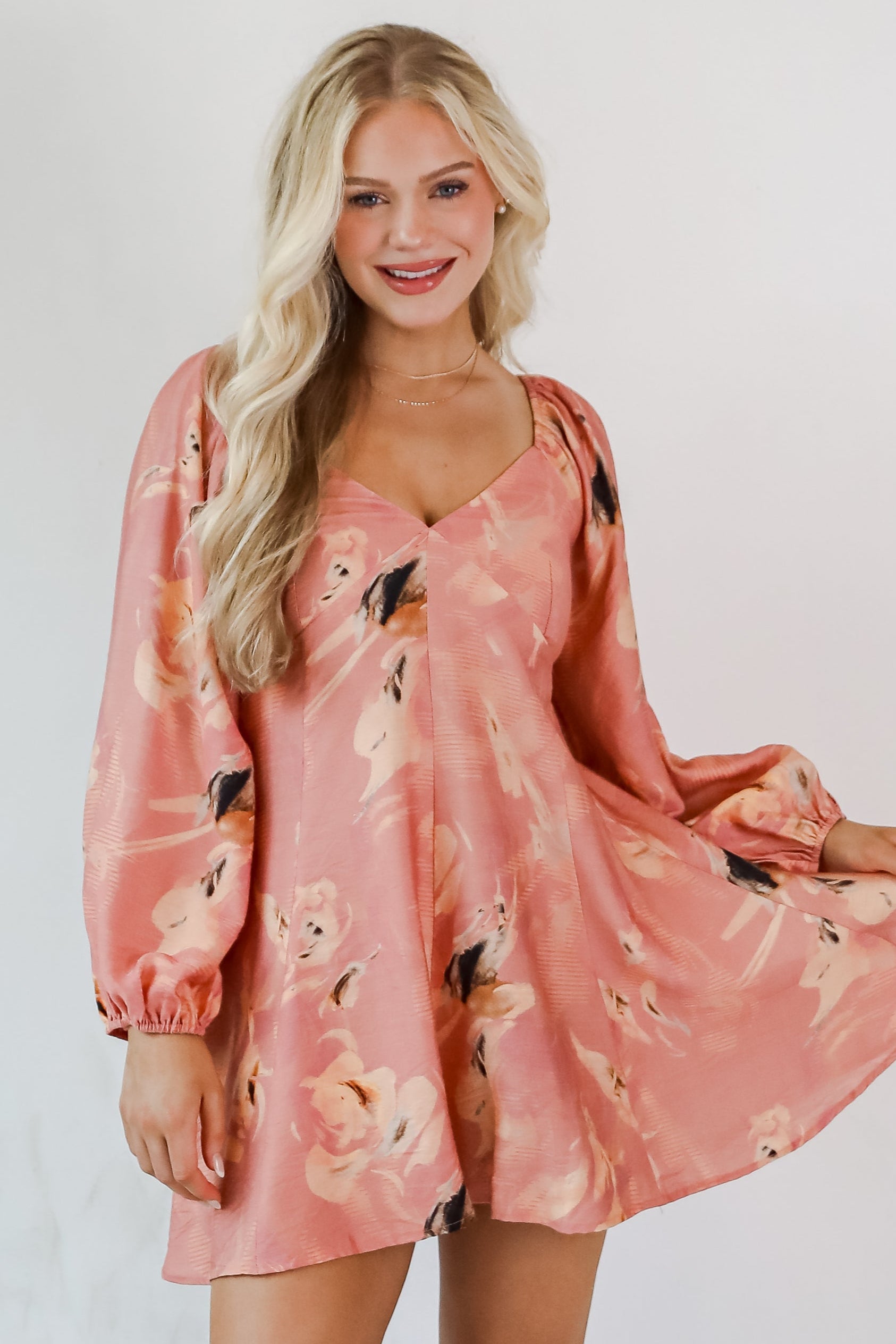 Bloom With A View Mauve Floral Mini Dress