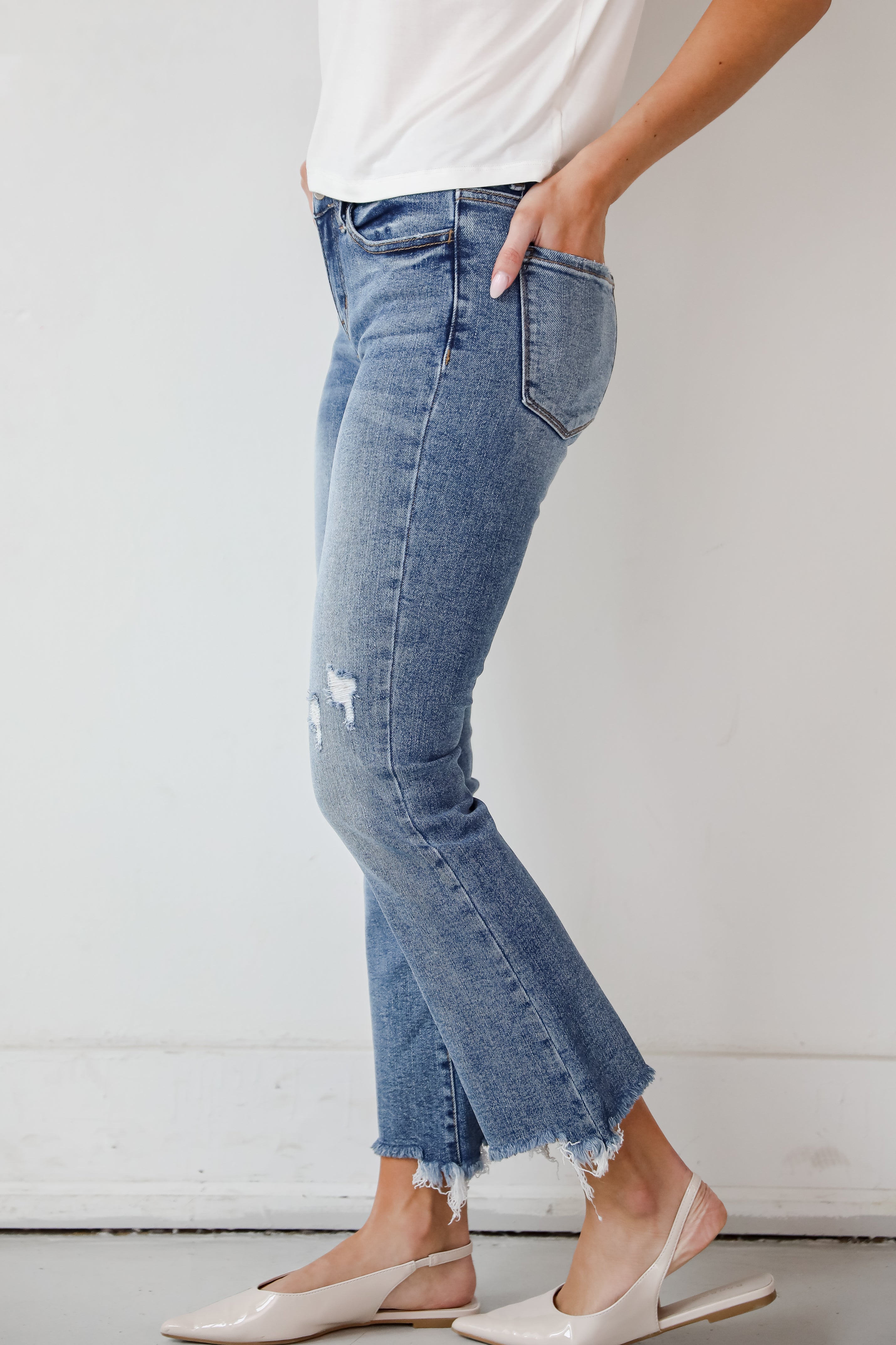 Amber Medium Wash Mid-Rise Ankle Bootcut Jeans
