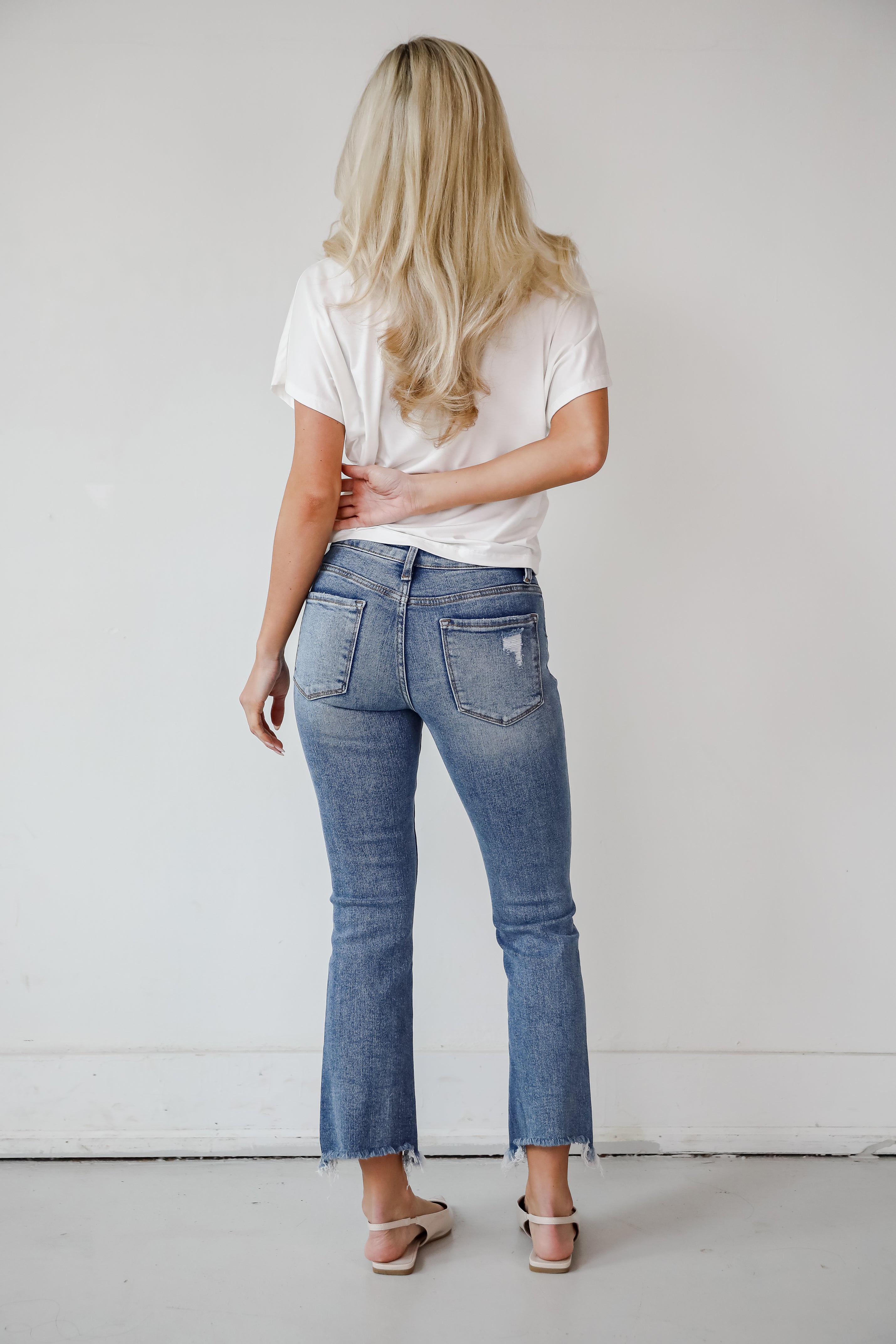 Amber Medium Wash Mid-Rise Ankle Bootcut Jeans