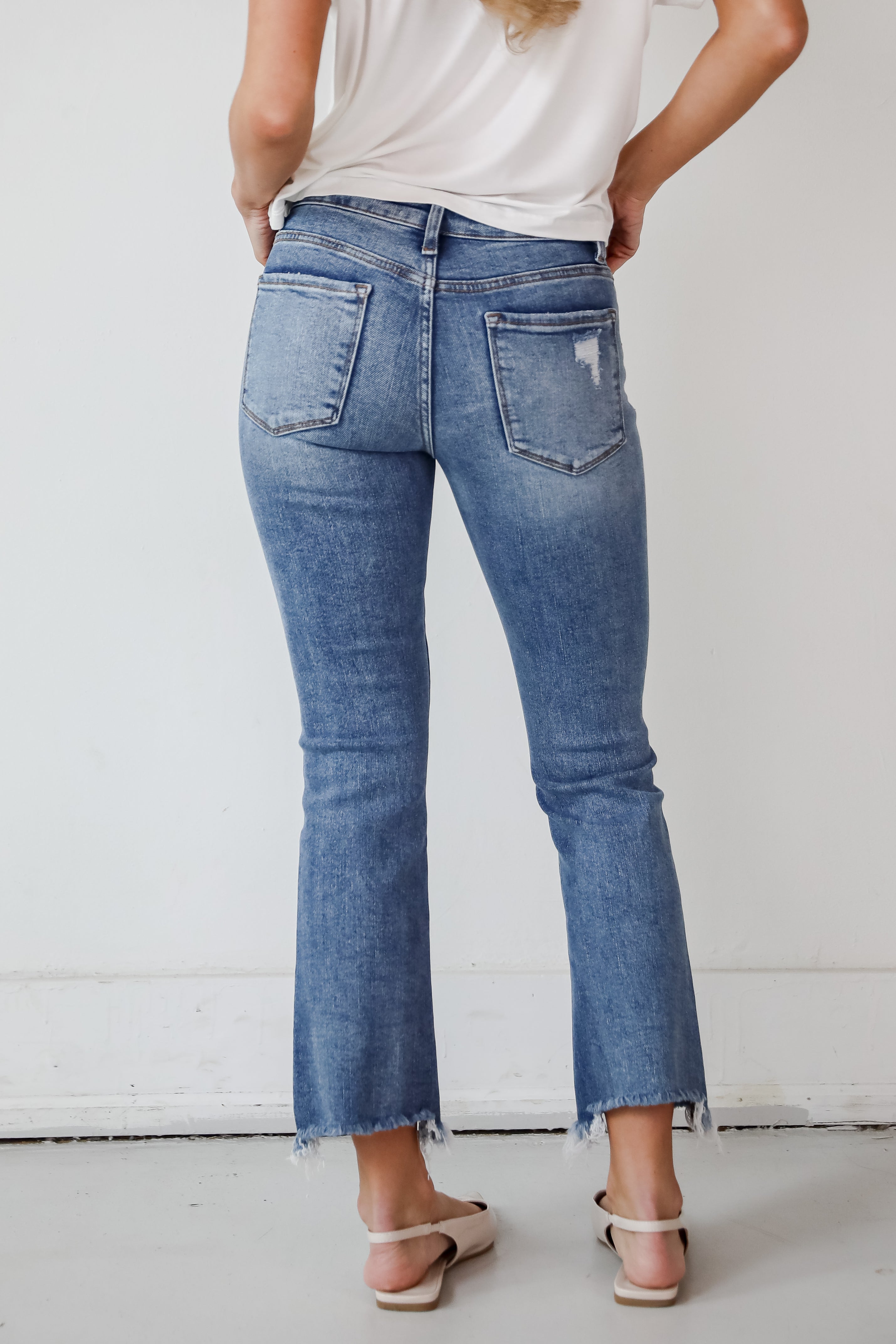 Amber Medium Wash Mid-Rise Ankle Bootcut Jeans