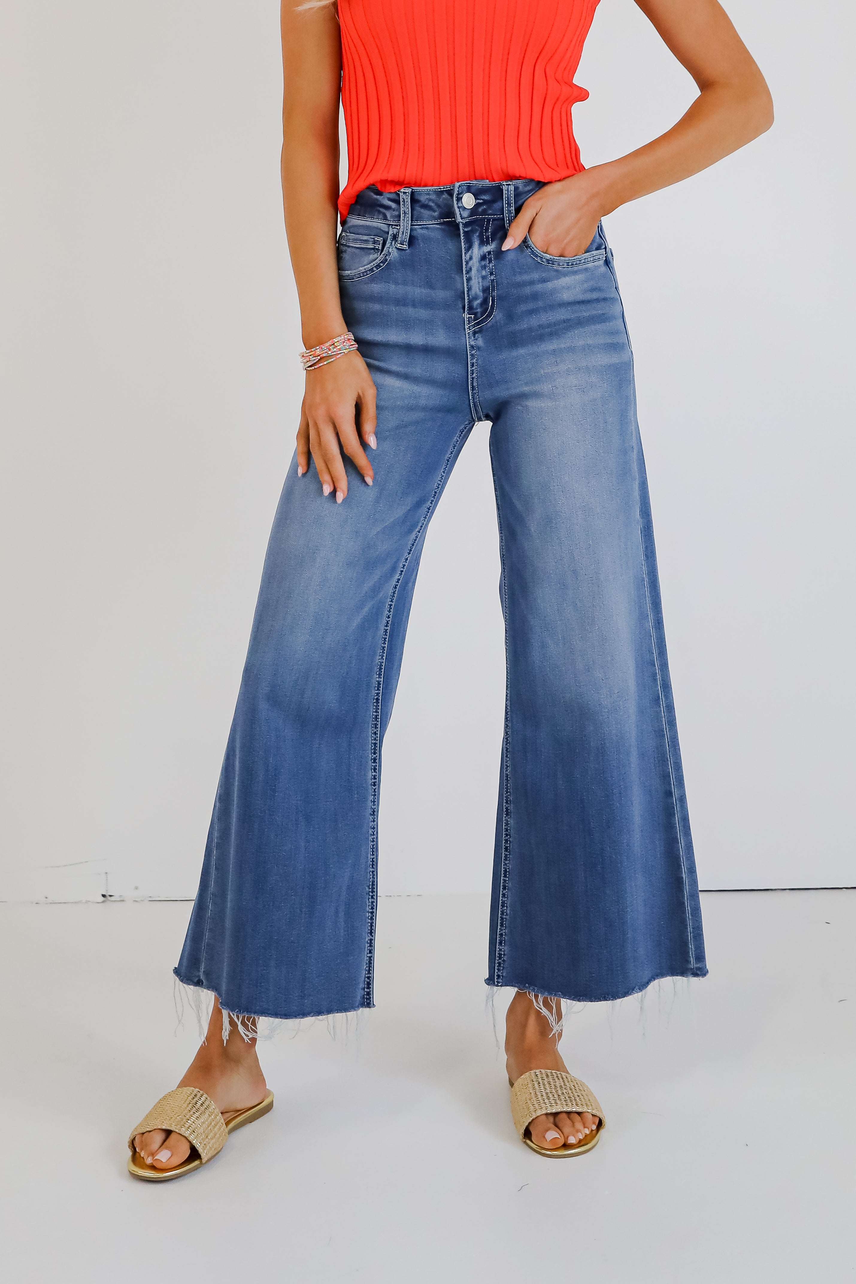 Josie Medium Wash Super High-Rise Wide Leg Jeans