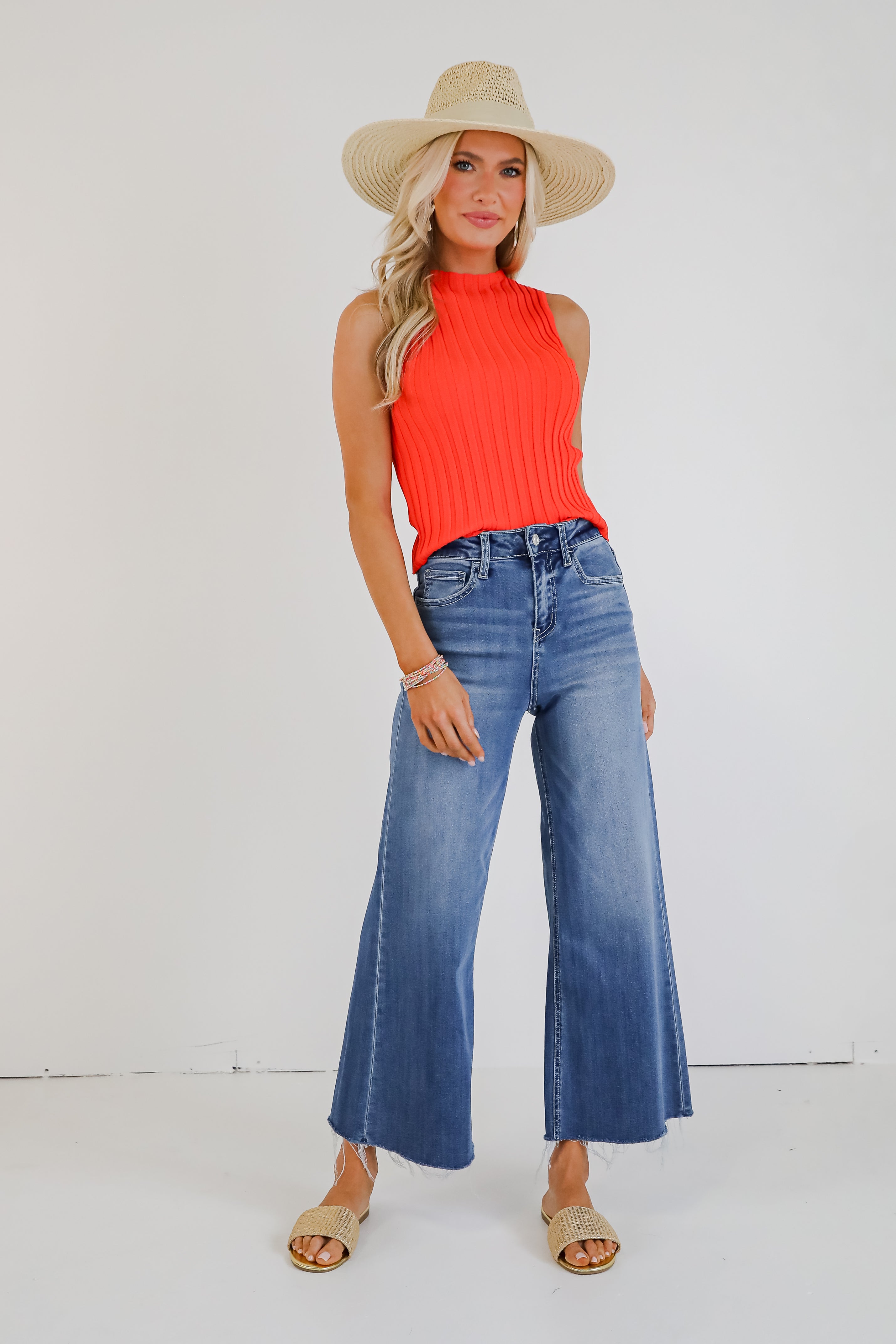 Josie Medium Wash Super High-Rise Wide Leg Jeans