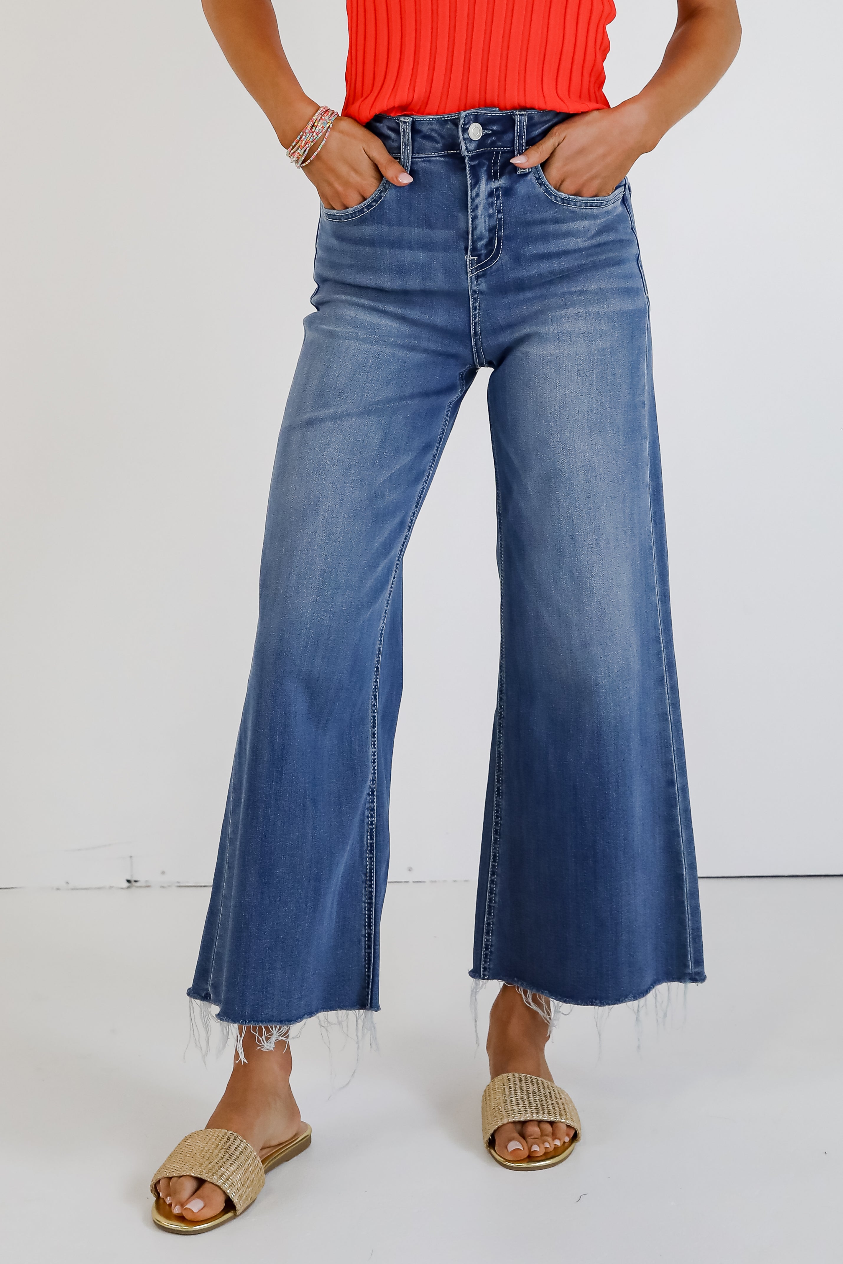 Josie Medium Wash Super High-Rise Wide Leg Jeans