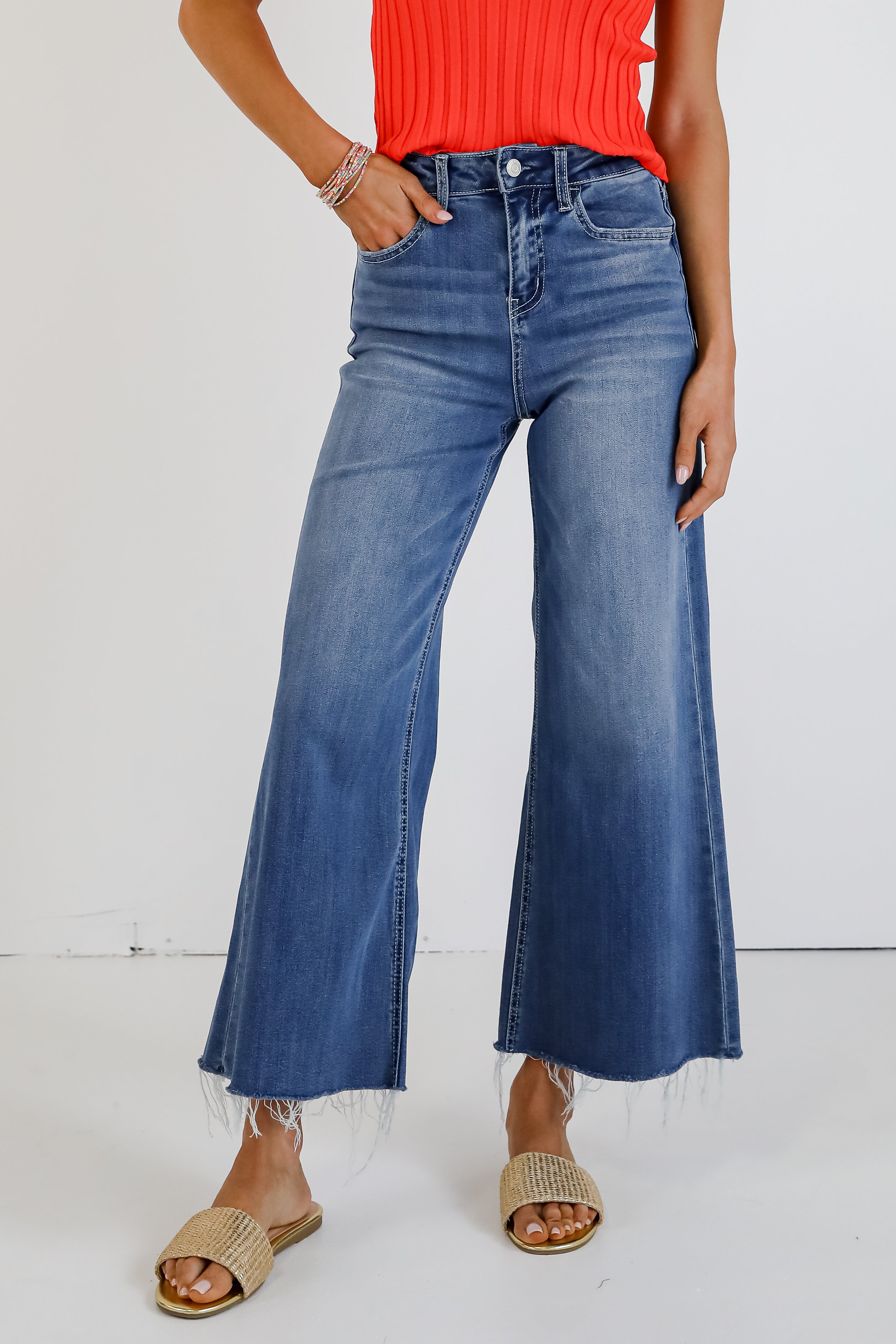 Josie Medium Wash Super High-Rise Wide Leg Jeans