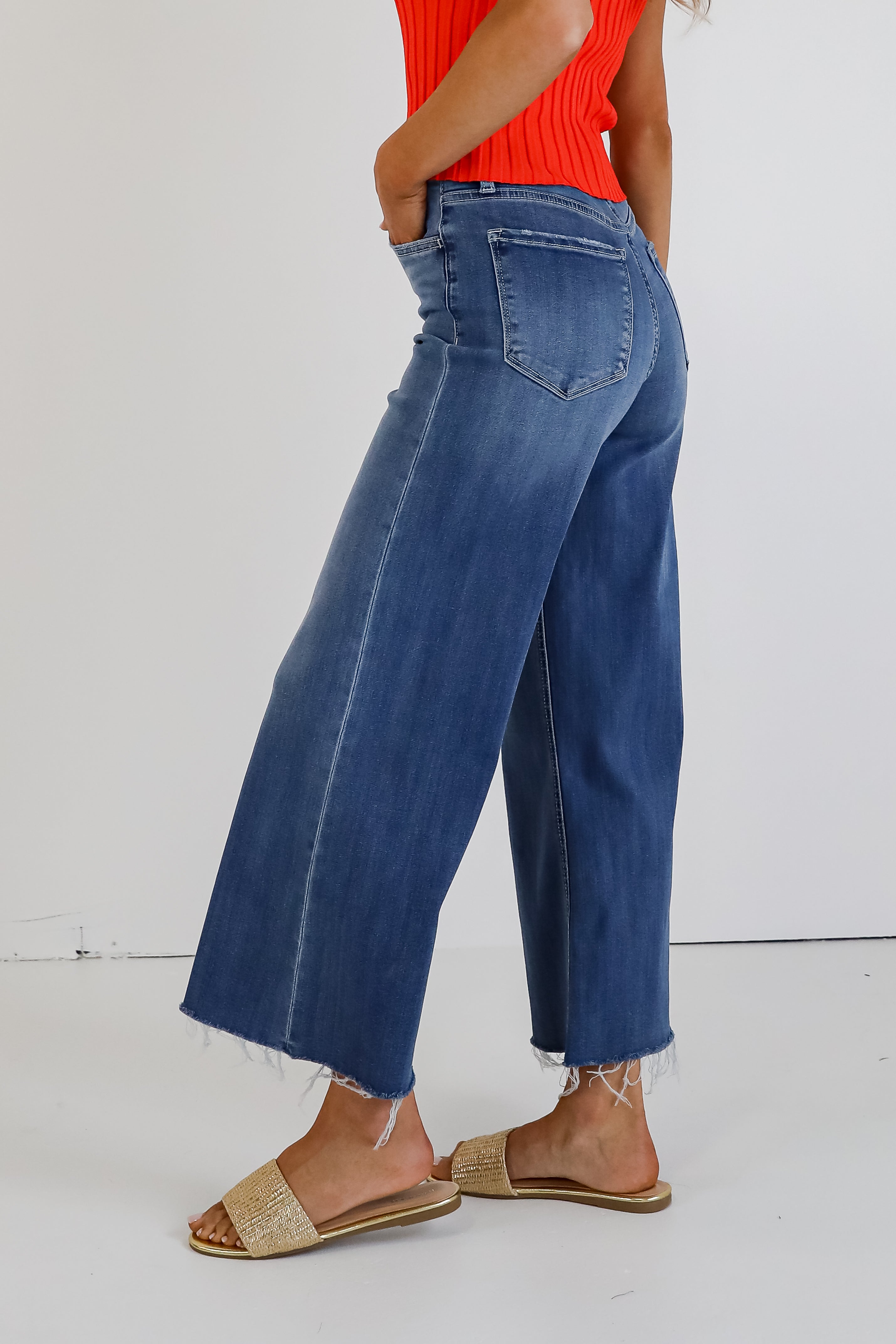 Josie Medium Wash Super High-Rise Wide Leg Jeans