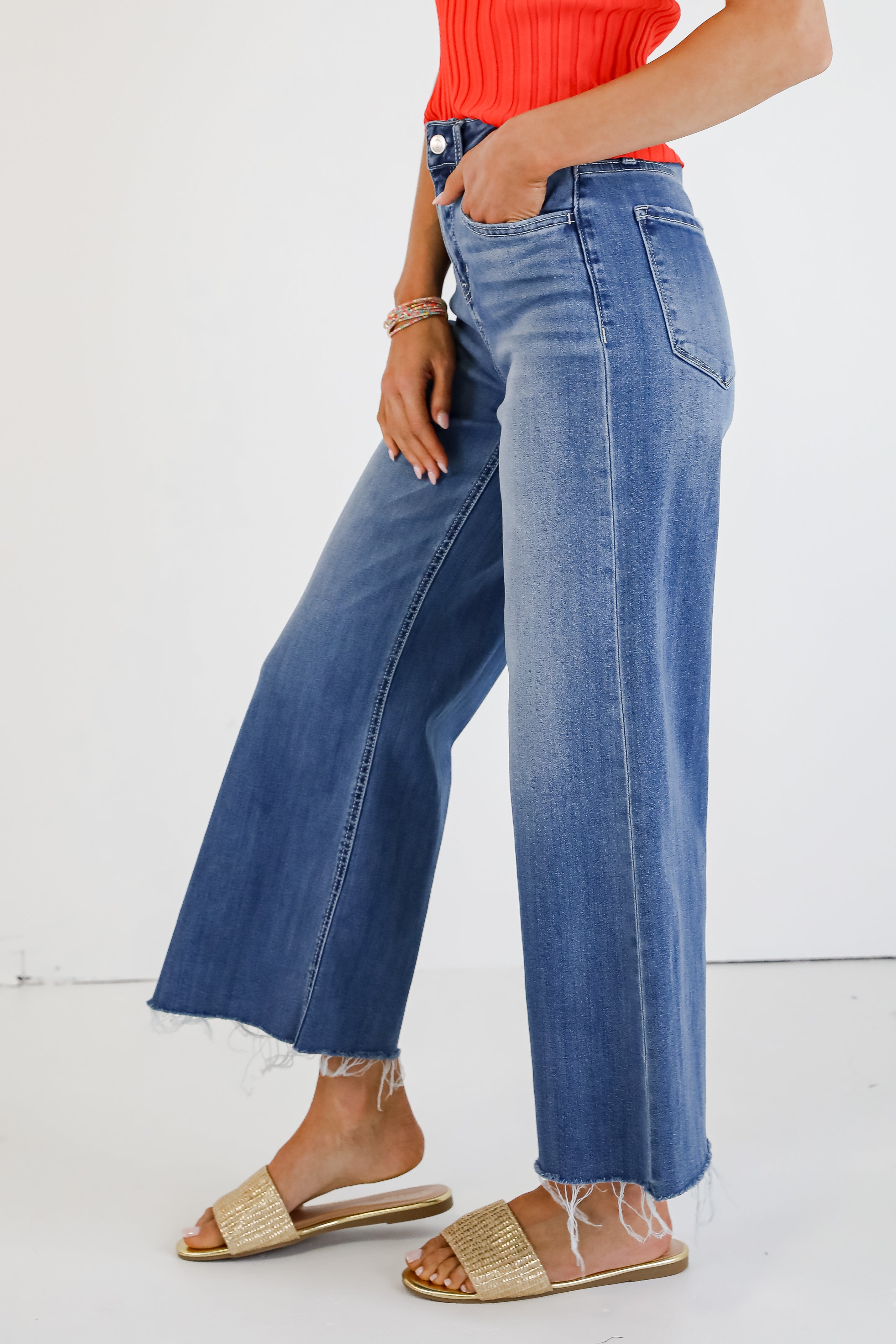 Josie Medium Wash Super High-Rise Wide Leg Jeans