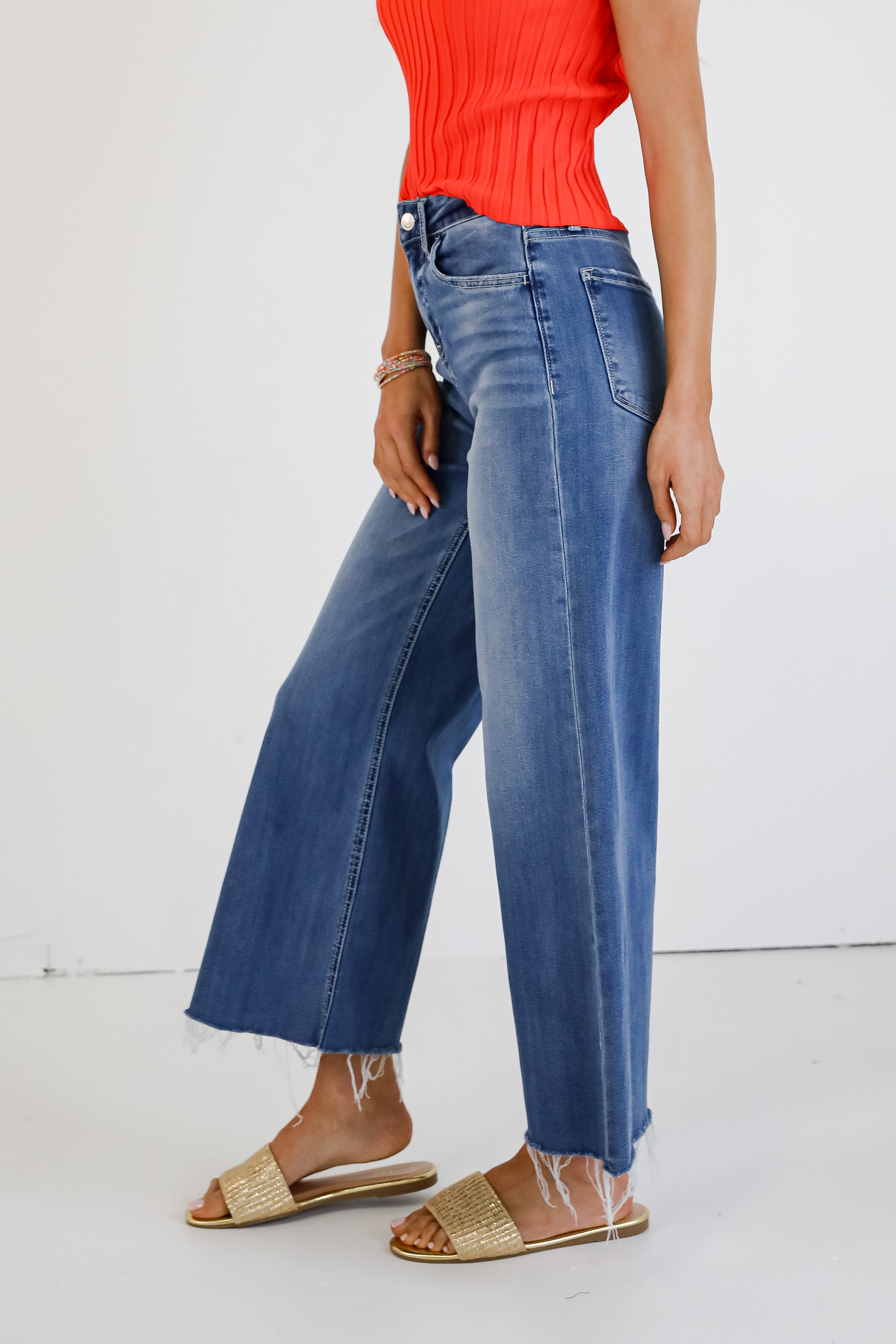 Josie Medium Wash Super High-Rise Wide Leg Jeans