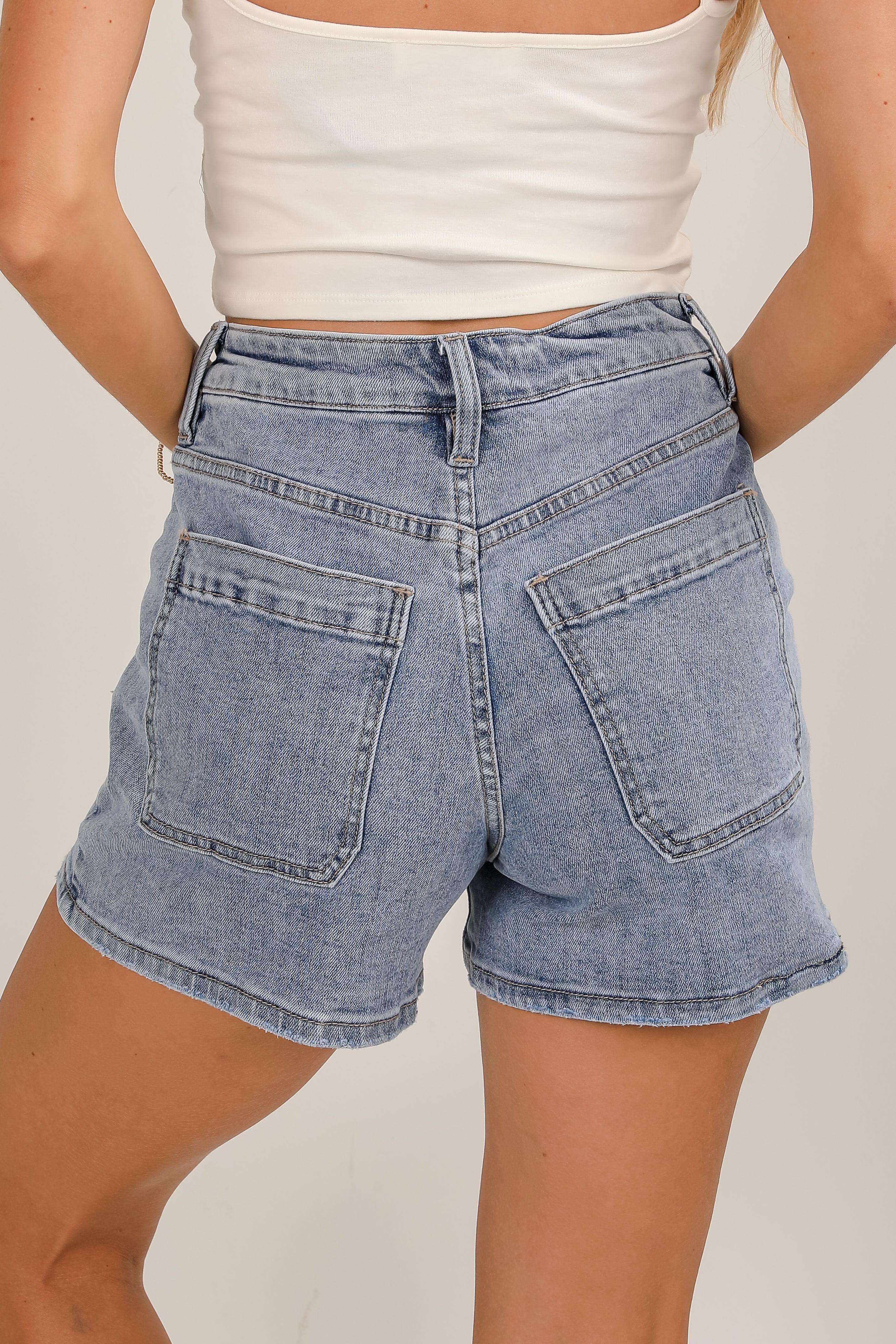 Gretchen Medium Wash High-Rise Mom Denim Shorts