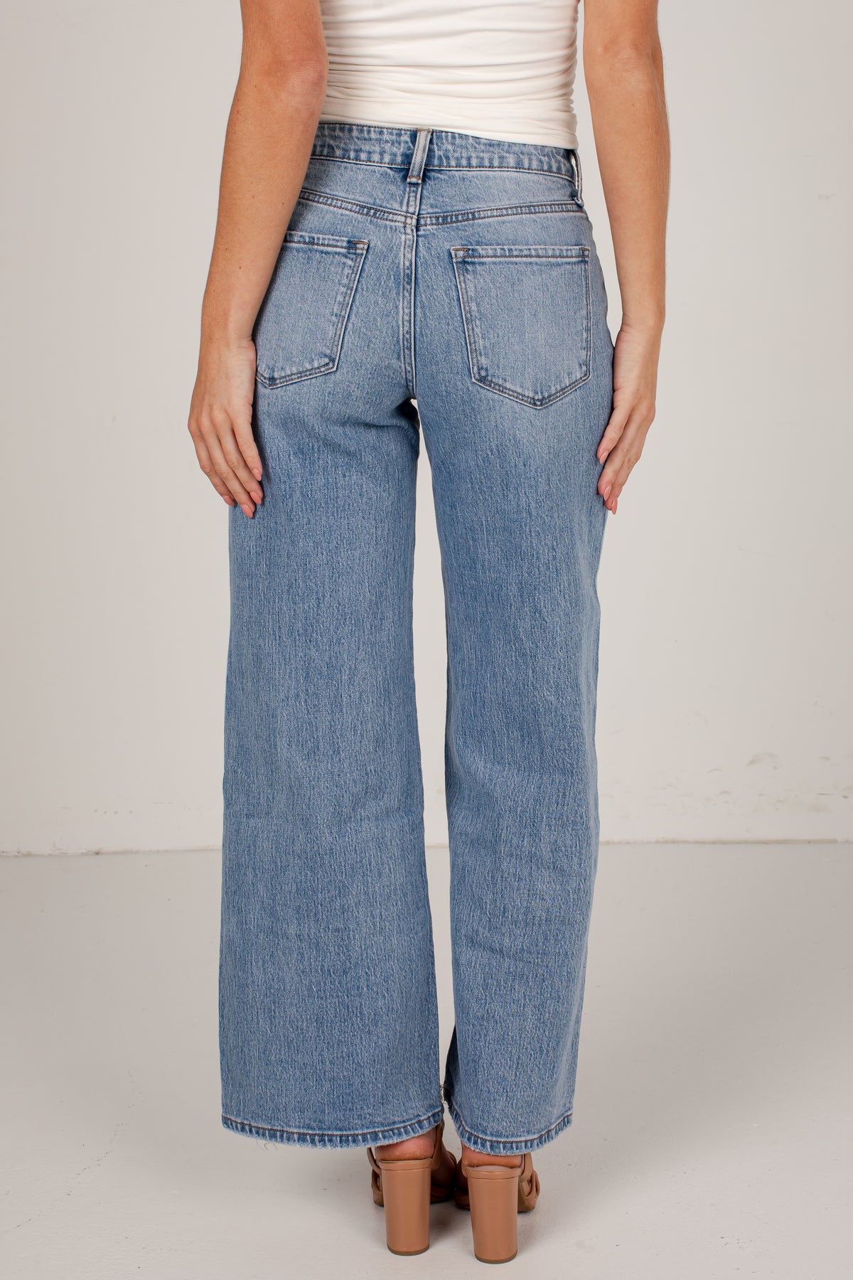 Miley Light Wash High-Rise Distressed Wide Leg Jeans