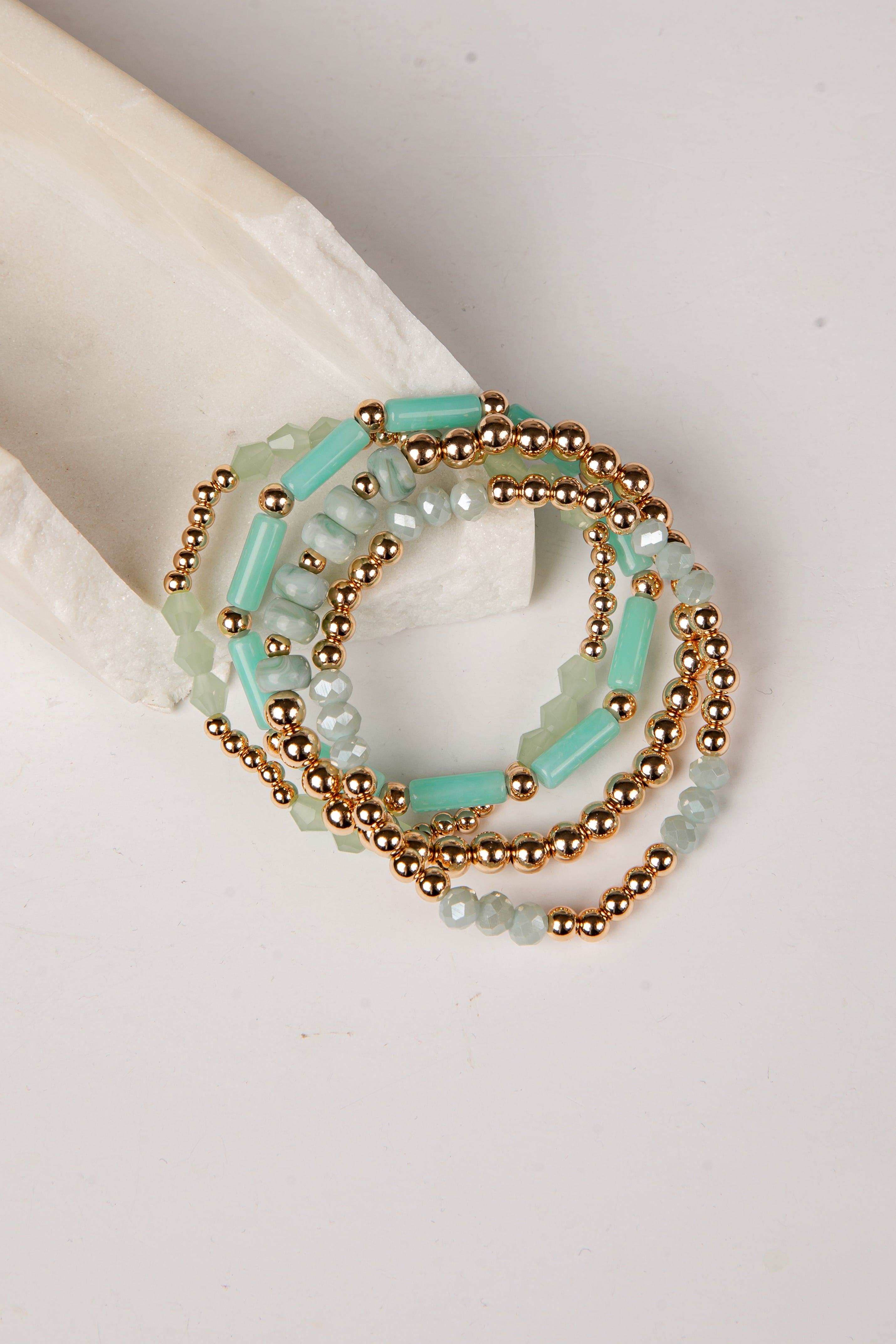 Phoebe Mint Beaded Bracelet Set