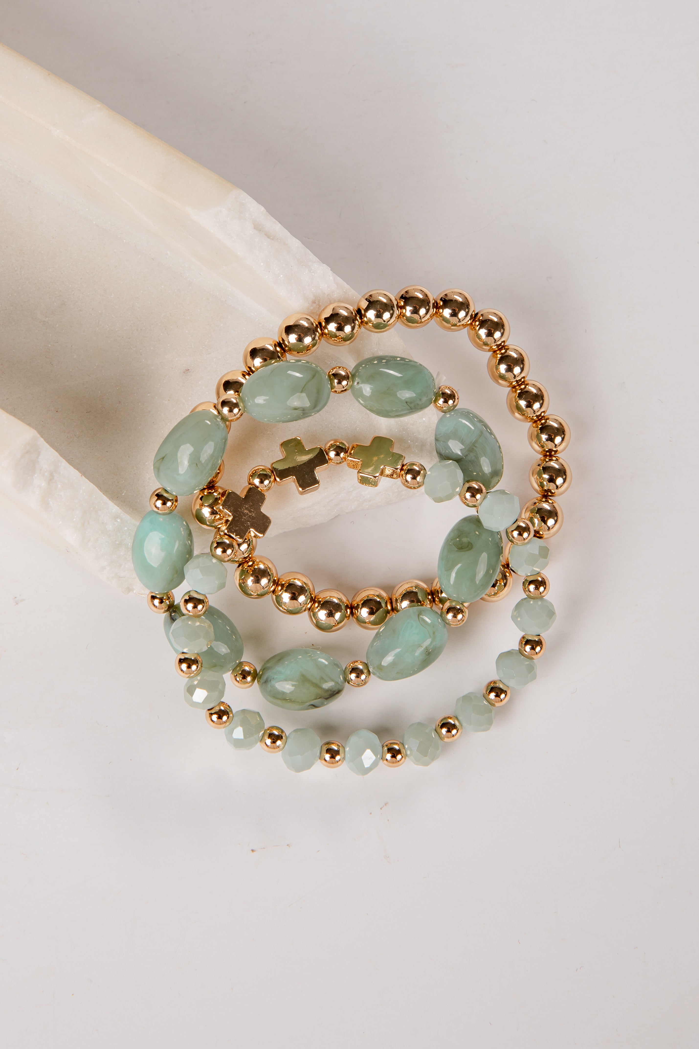 jewelry for mint green dress Cute Mint Beaded Bracelet Set | Trendy Women's Jewelry