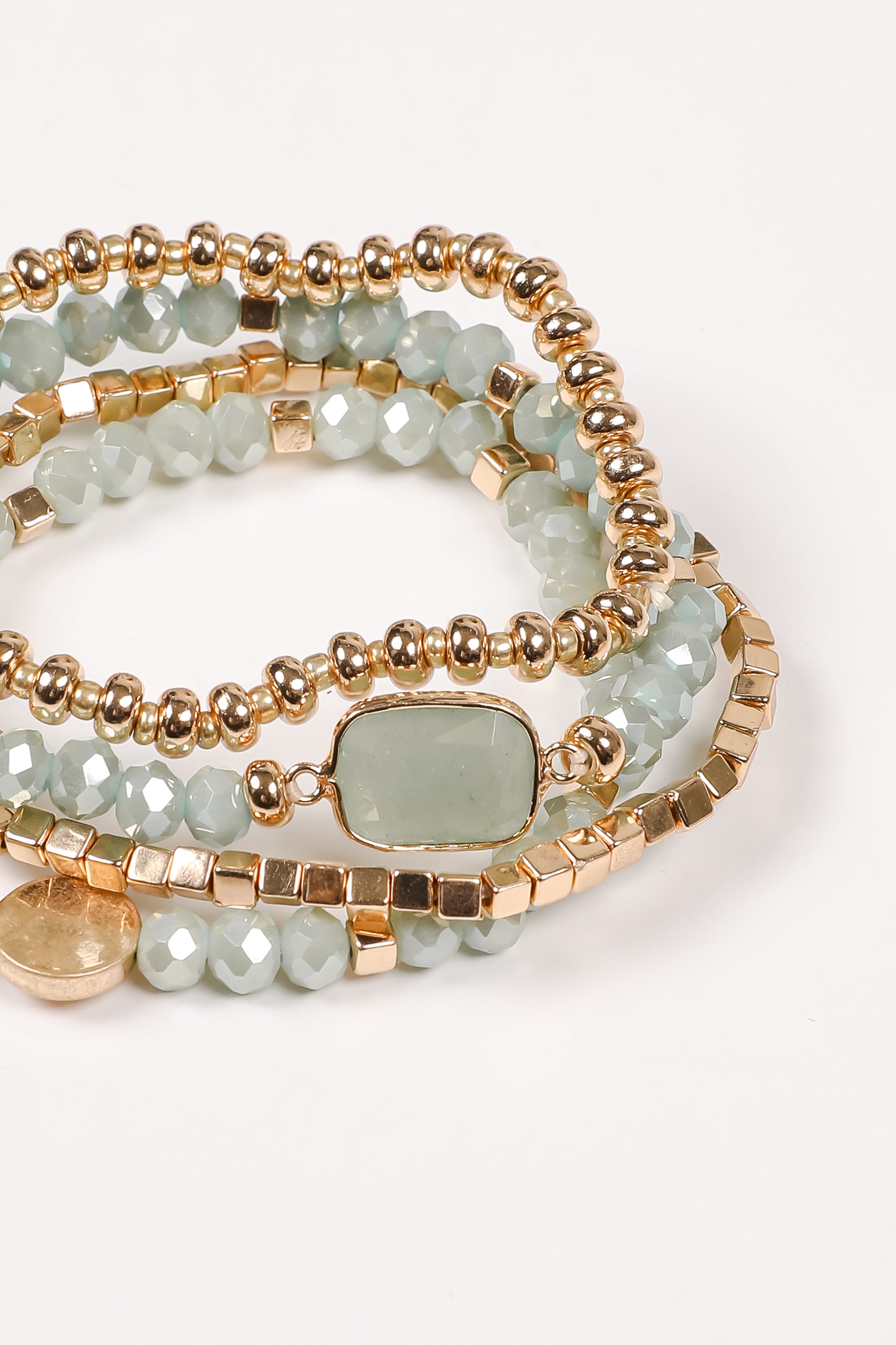 Emily Mint Beaded Bracelet Set