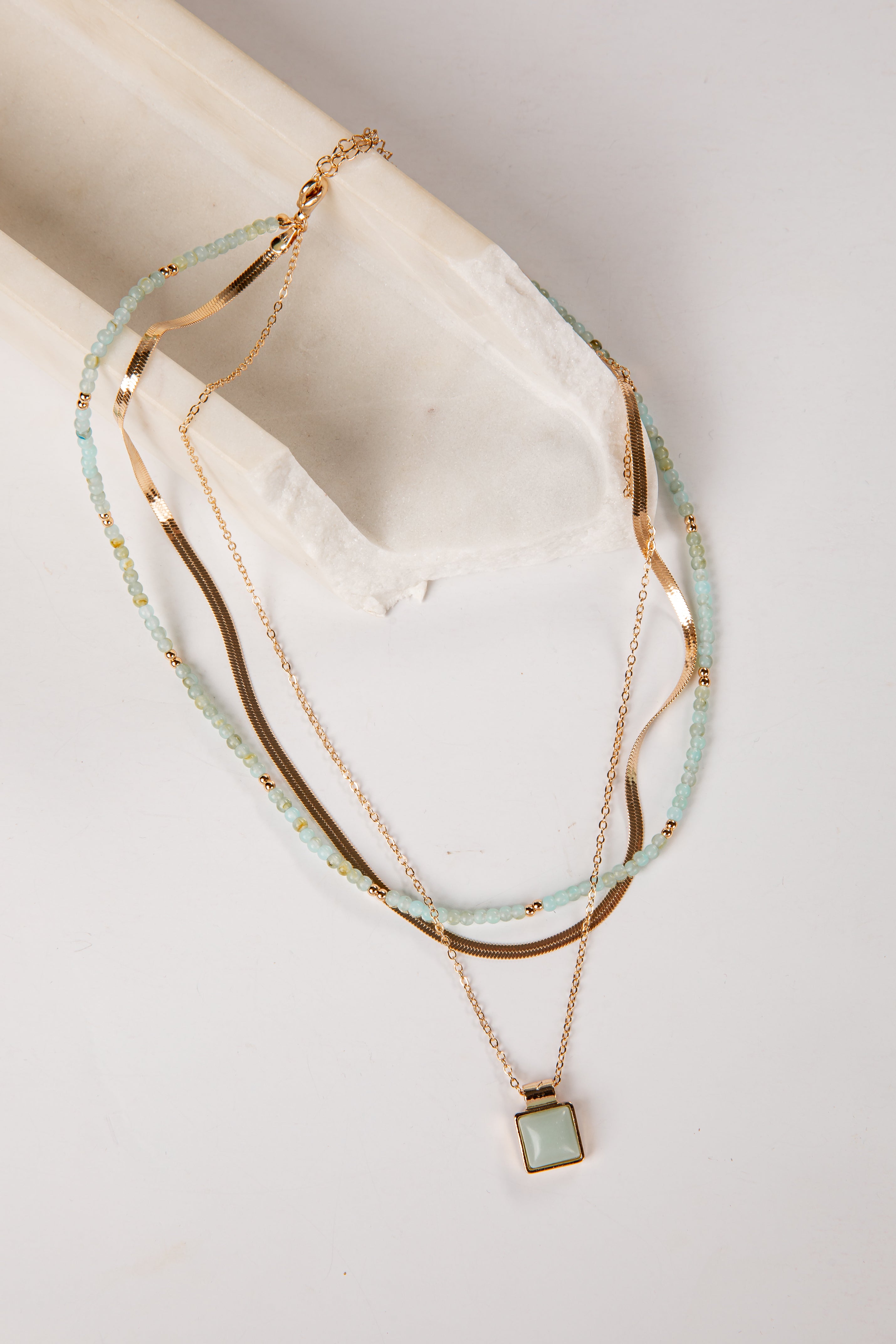 Cute Mint Layered Pendant Necklace | Trendy Women's Jewelry