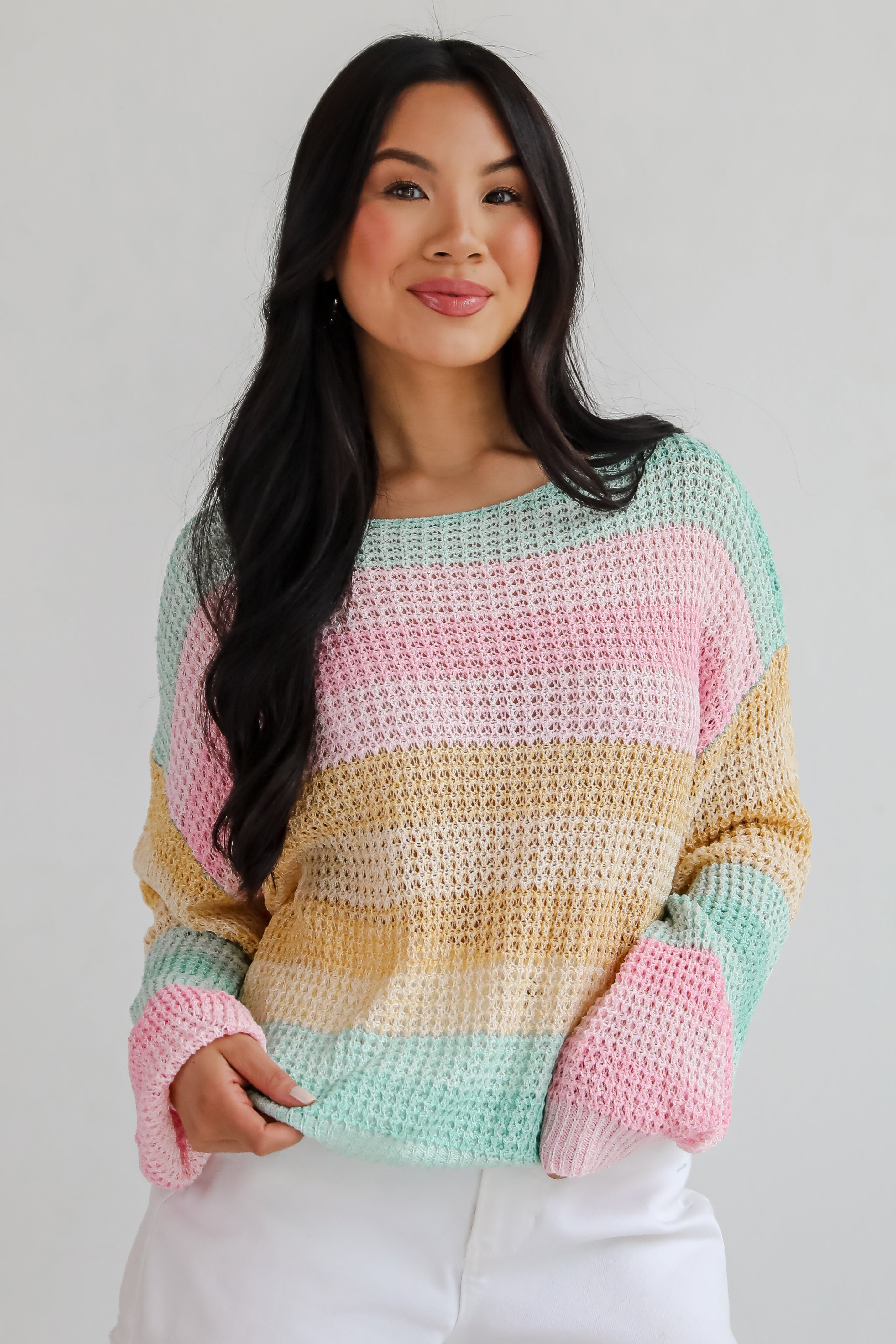 Think It Through Multi Striped Lightweight Knit Top