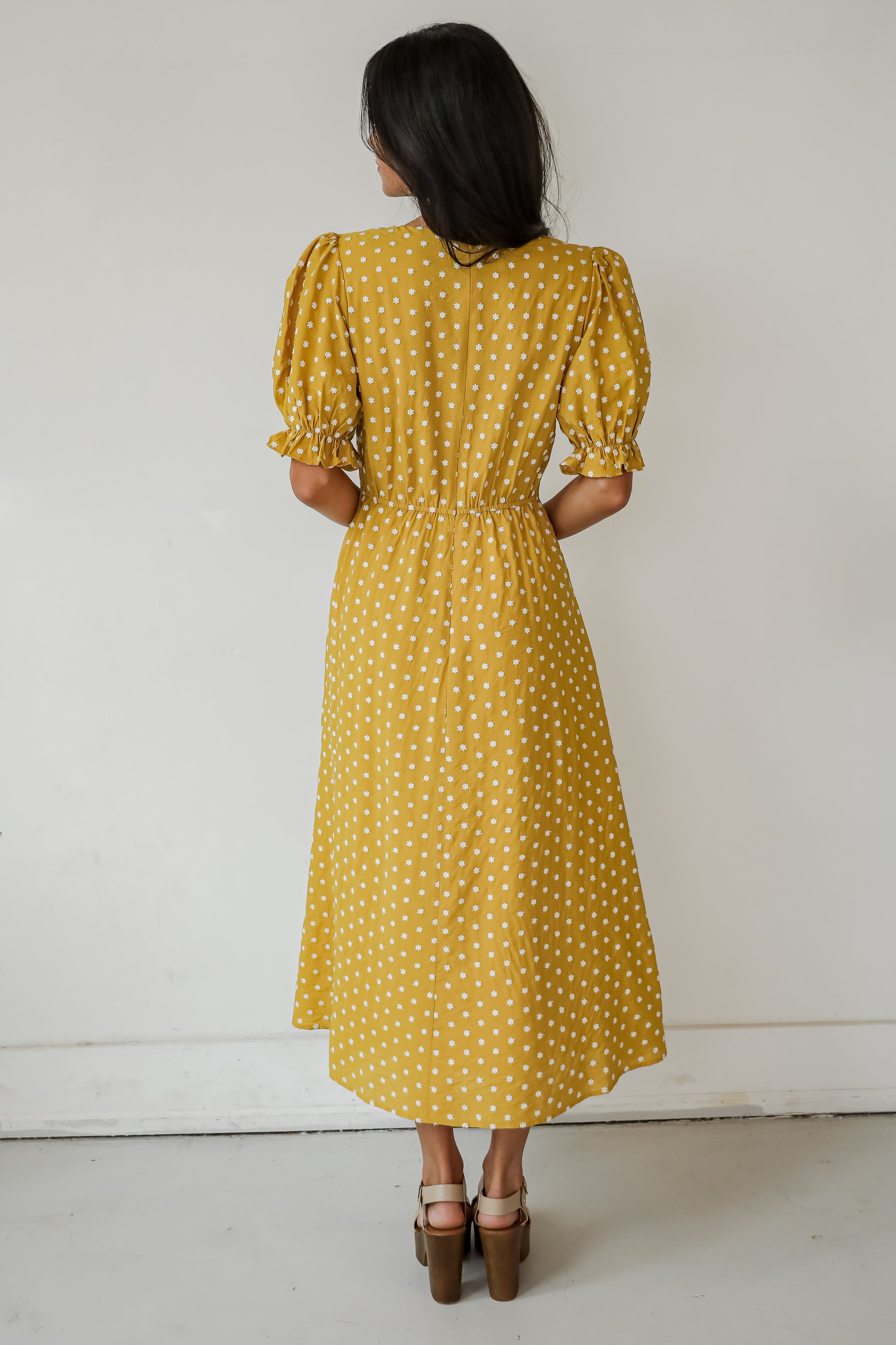 Stunning Element Mustard Floral Midi Dress