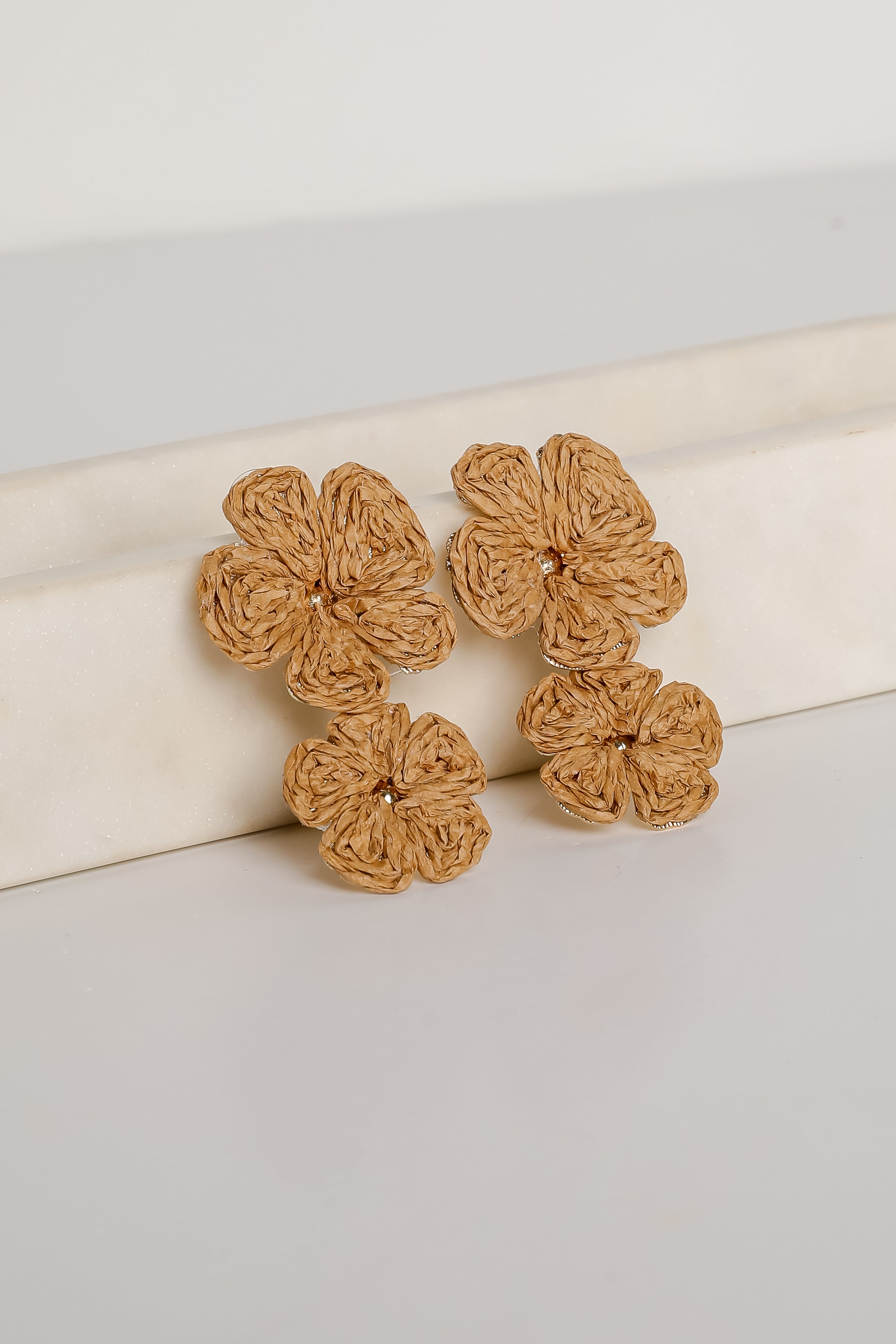 Gracie Straw Flower Drop Earrings