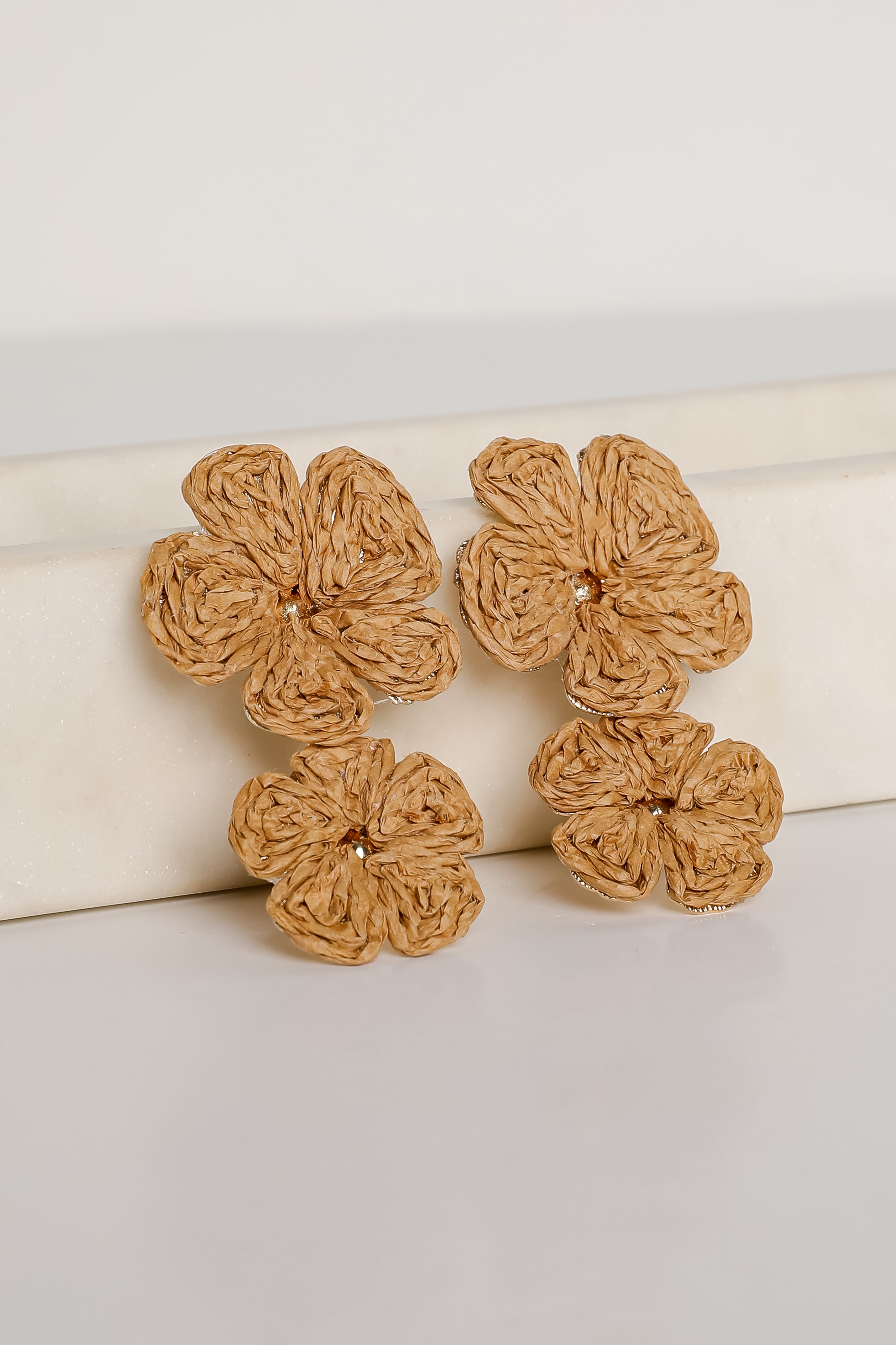 Gracie Straw Flower Drop Earrings