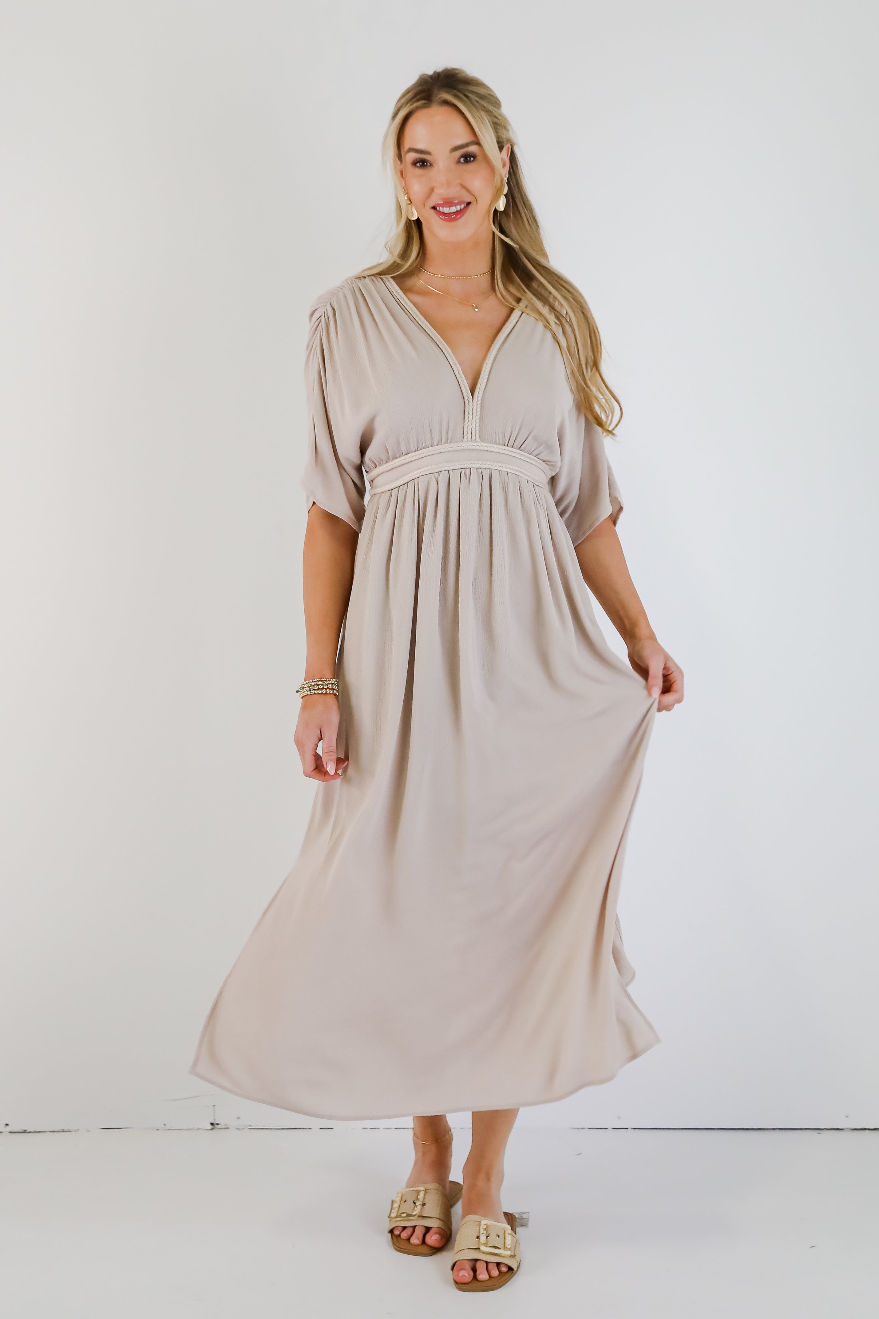 Goddess Aura Natural Maxi Dress