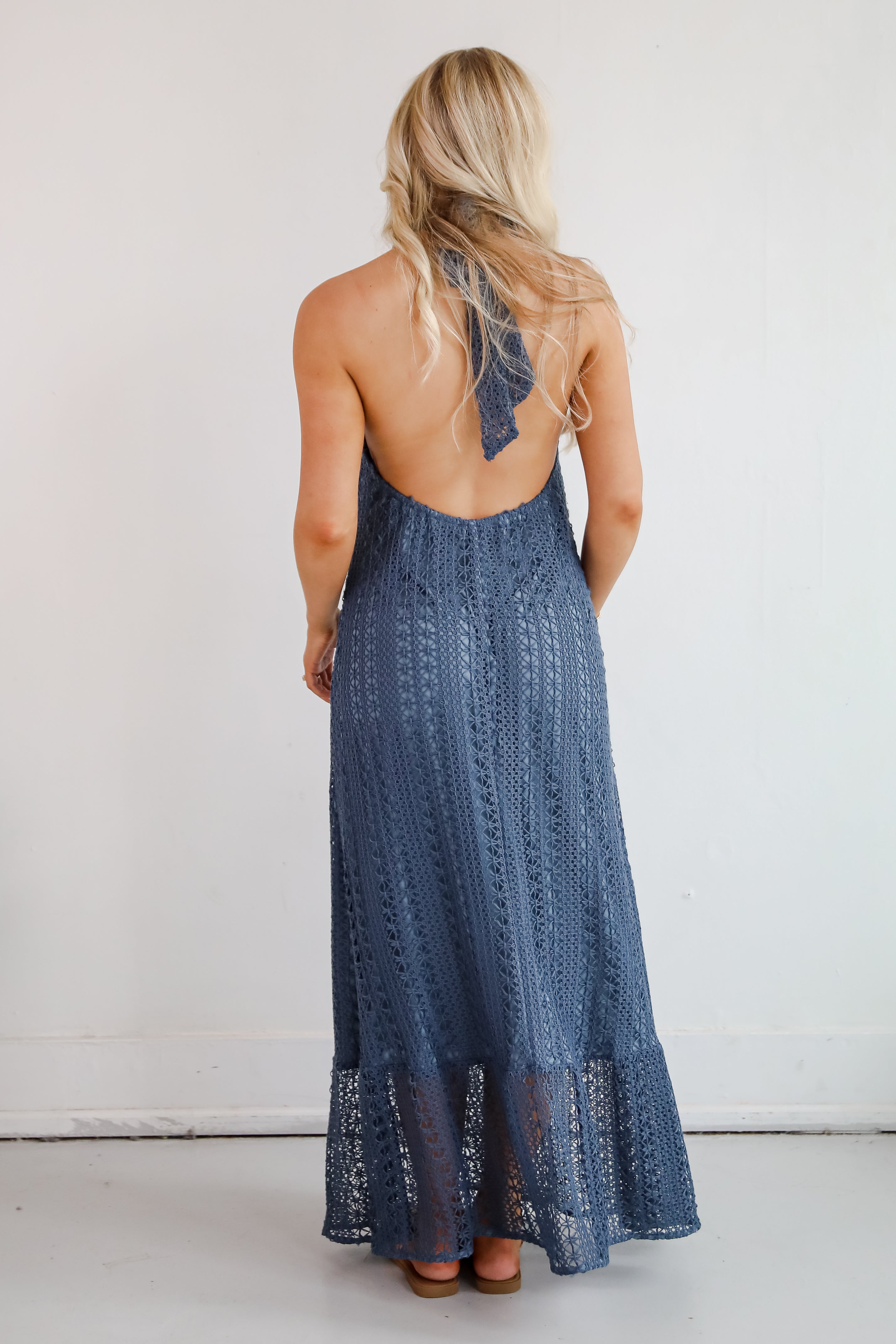 Divine Intentions Crochet Knit Halter Maxi Dress