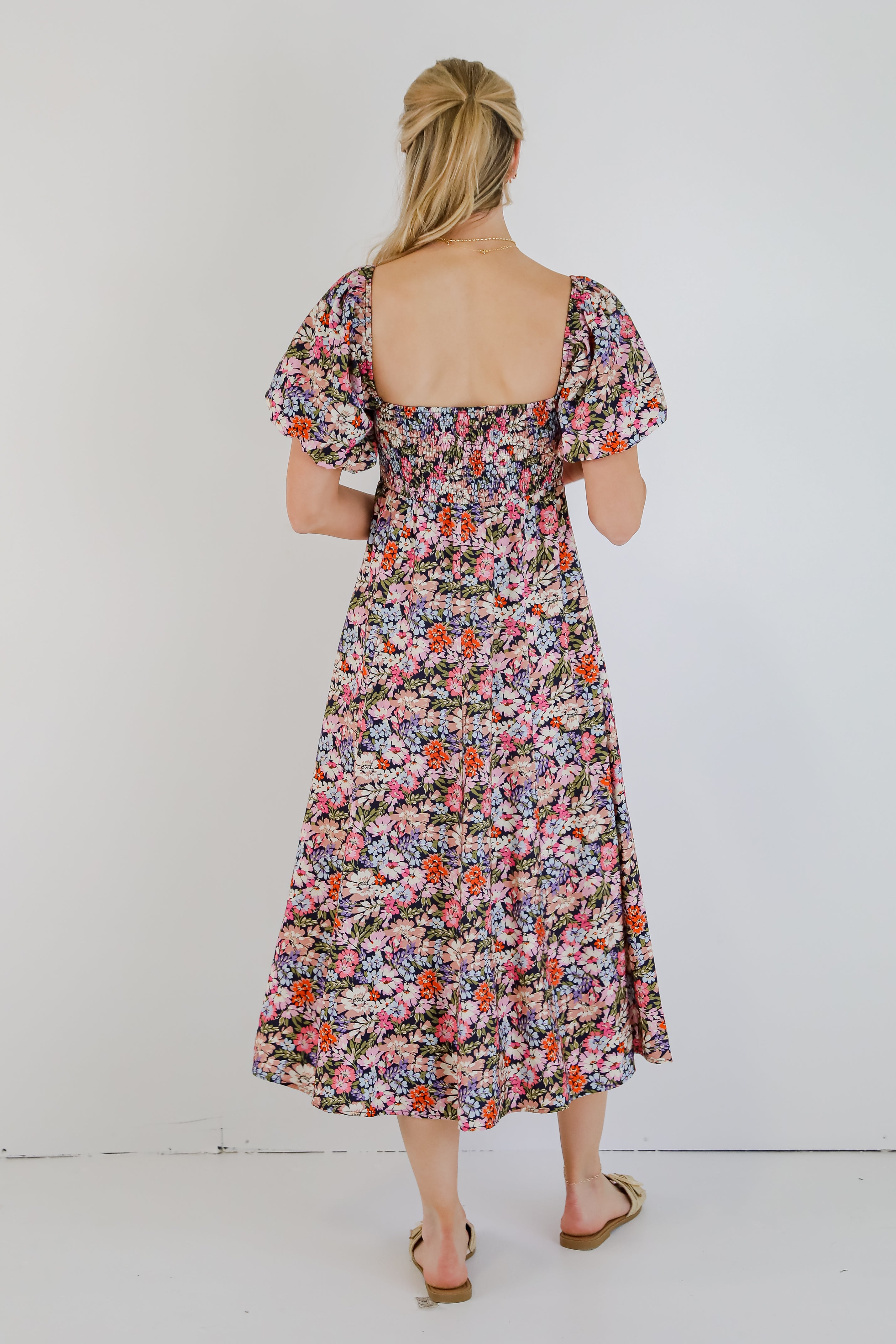 Graceful Perfection Navy Floral Maxi Dress