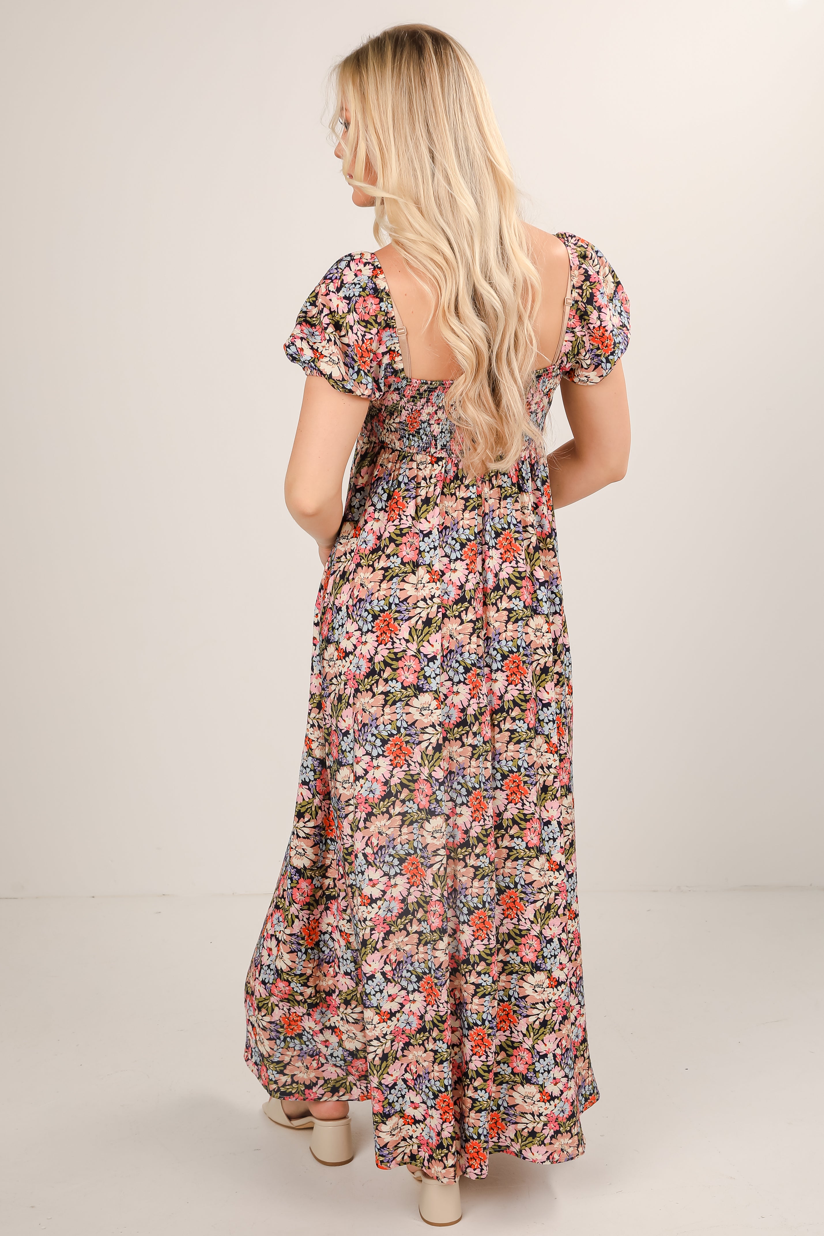 Graceful Perfection Navy Floral Maxi Dress
