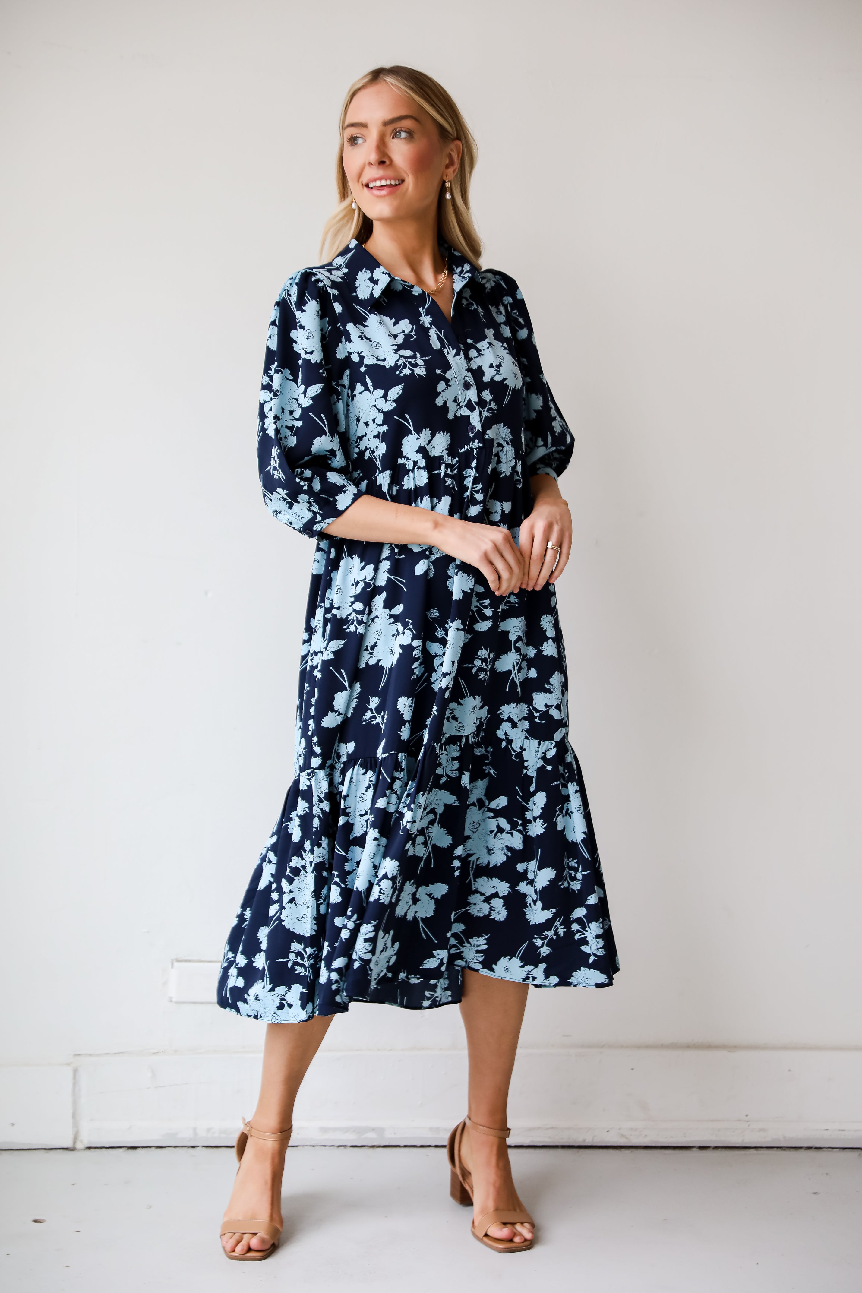 cute midi dresses Navy Blue Dress For Women
