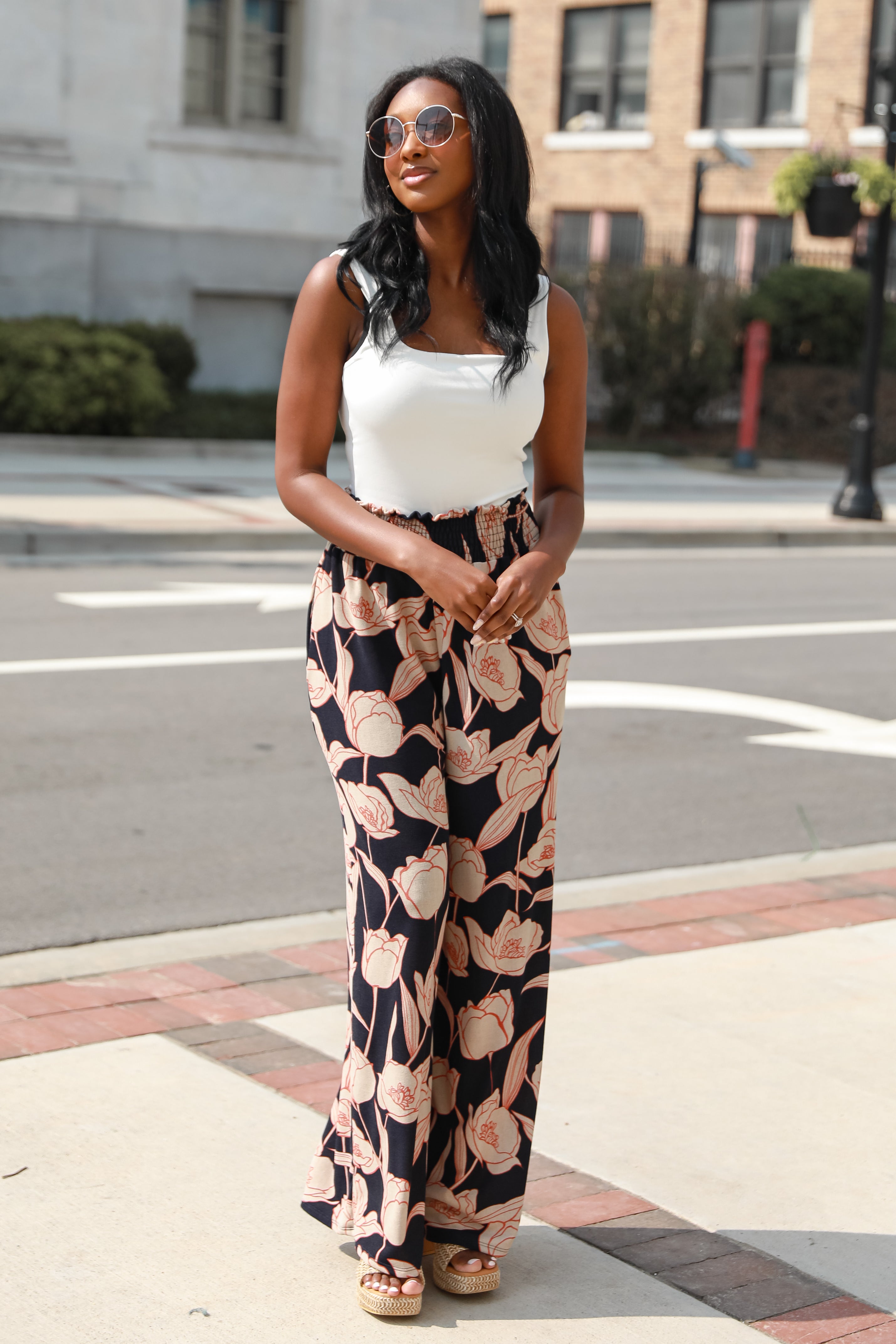 Floral Wide Leg Pants