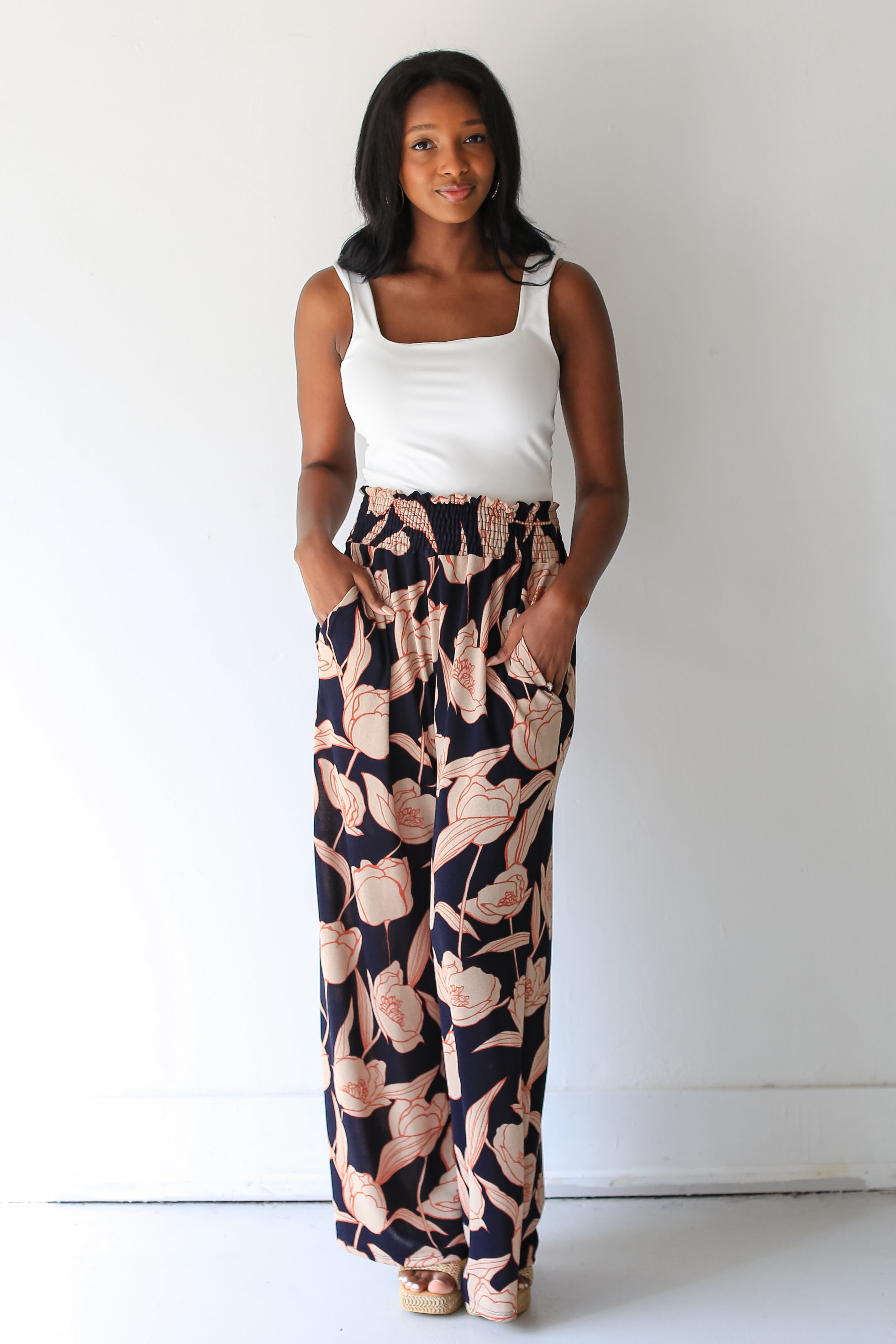 Floral Wide Leg Pants front view