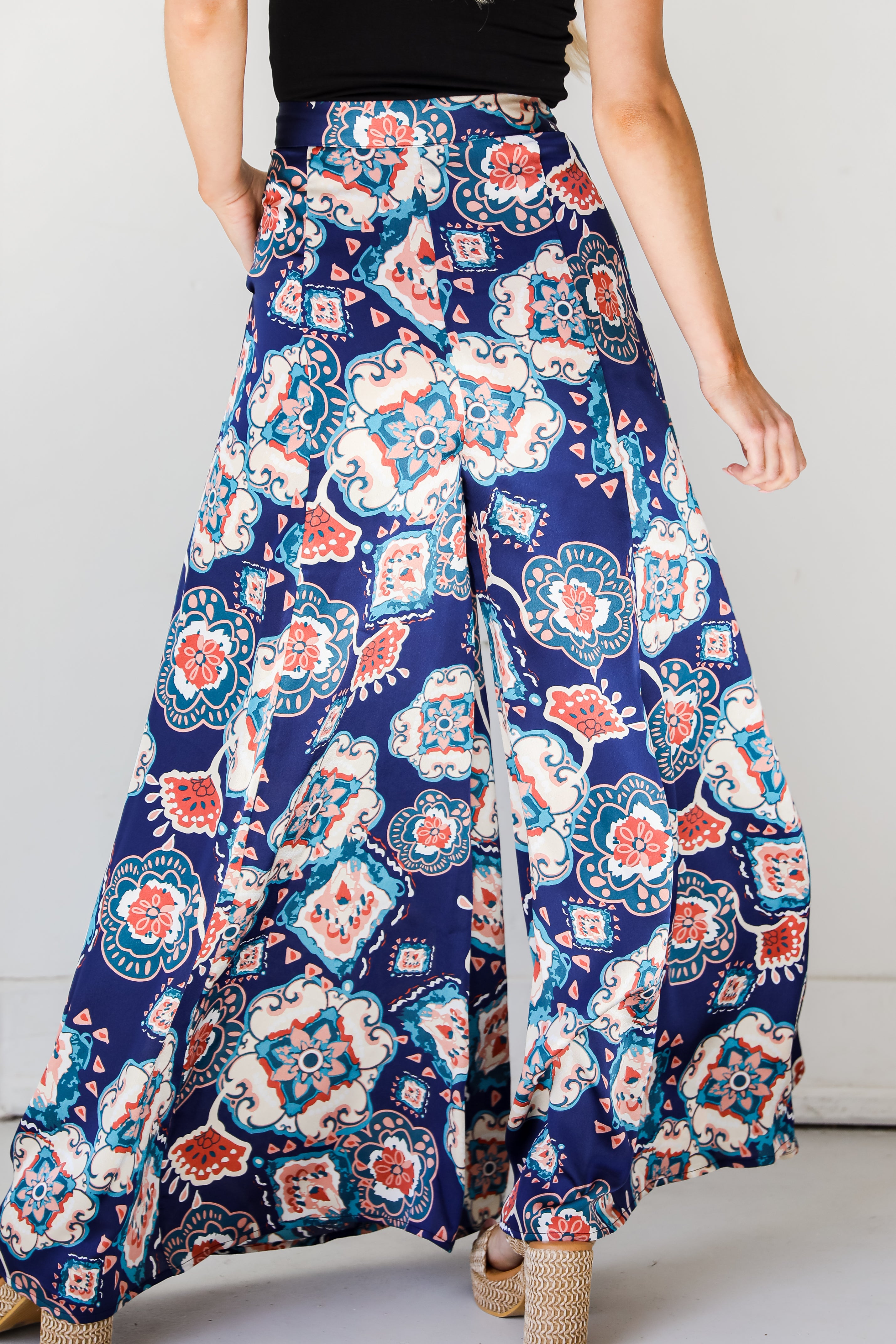 boho Satin Pants back view