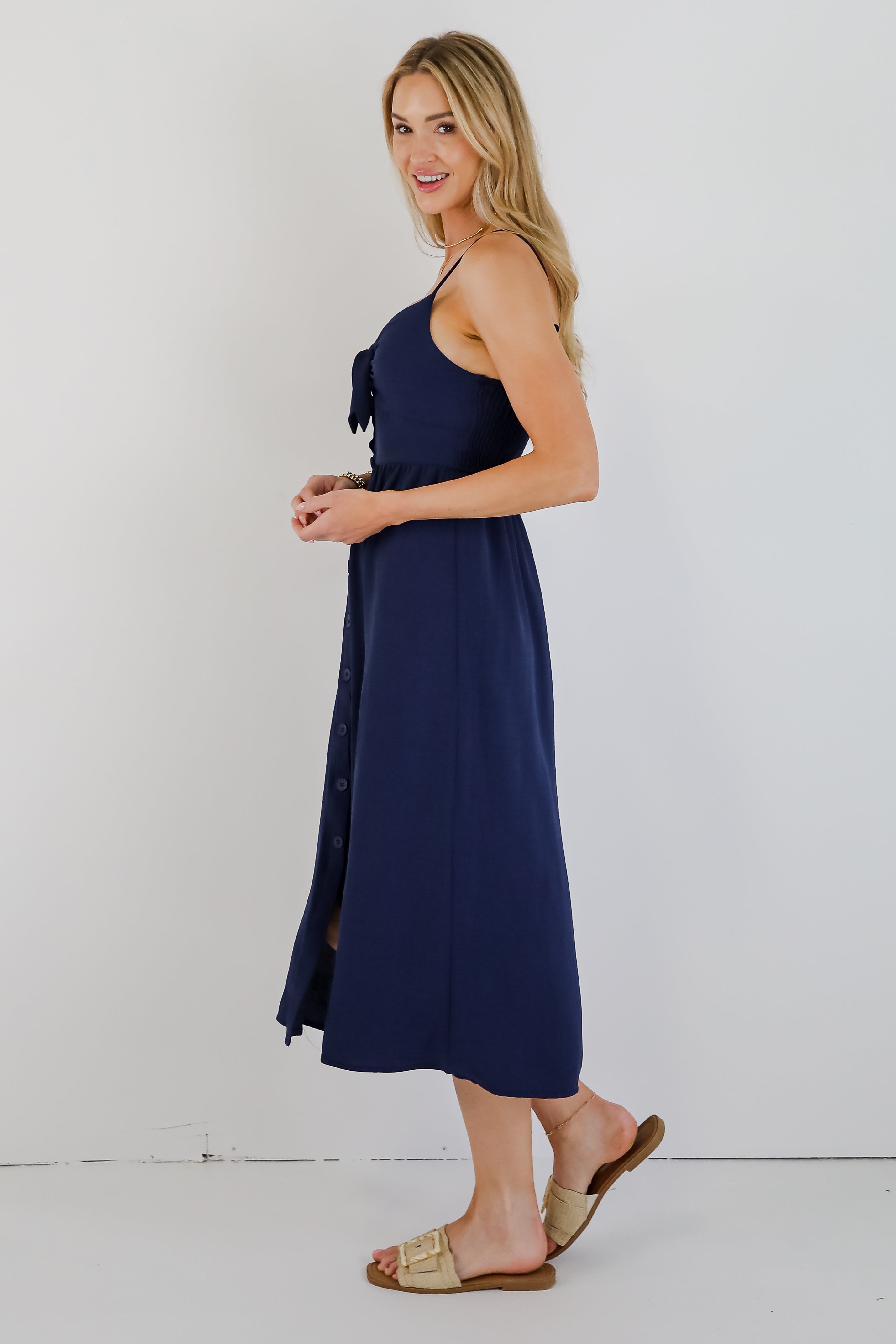 Epitome Of Allure Tie-Front Midi Dress