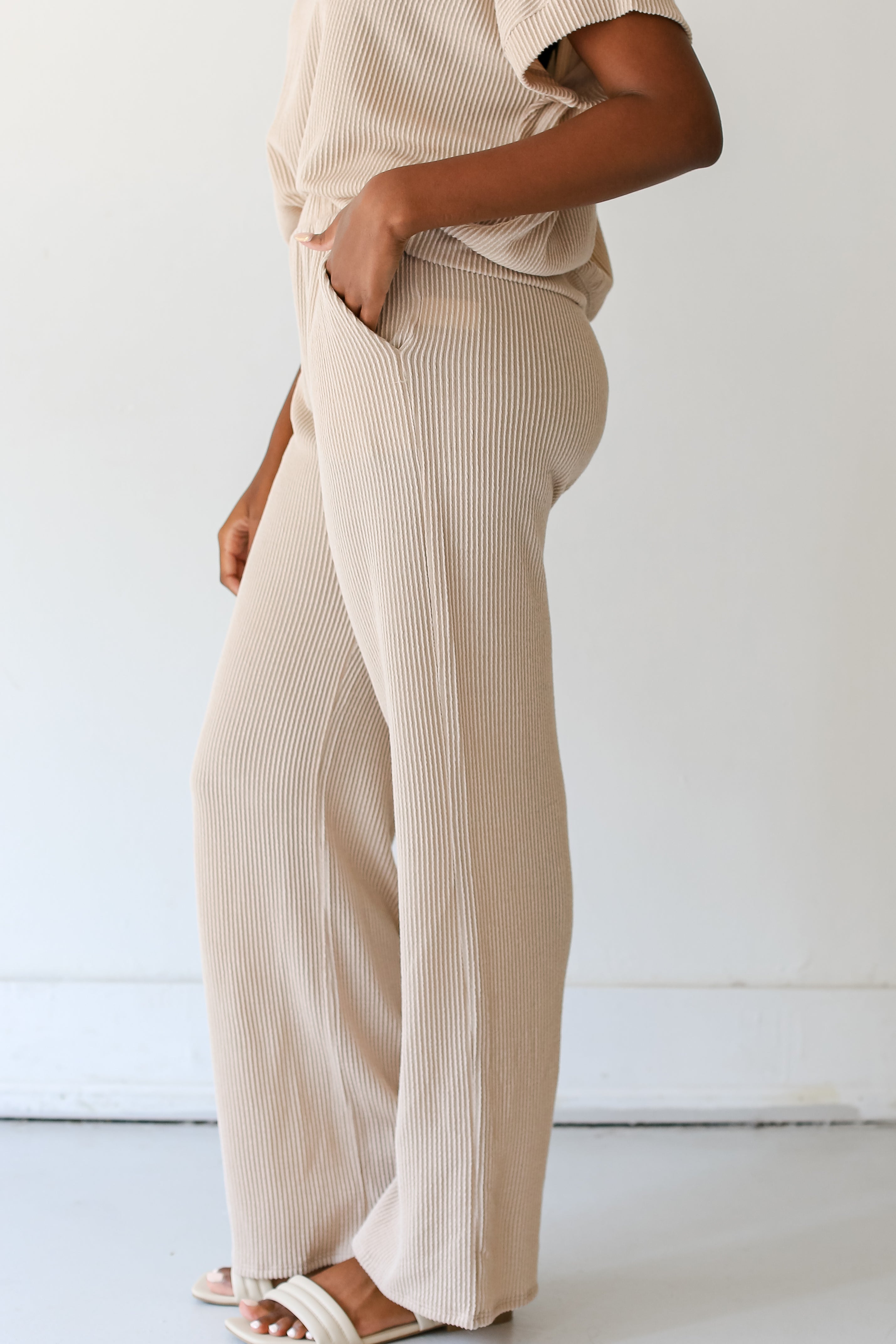 oatmeal Corded Lounge Pants side view