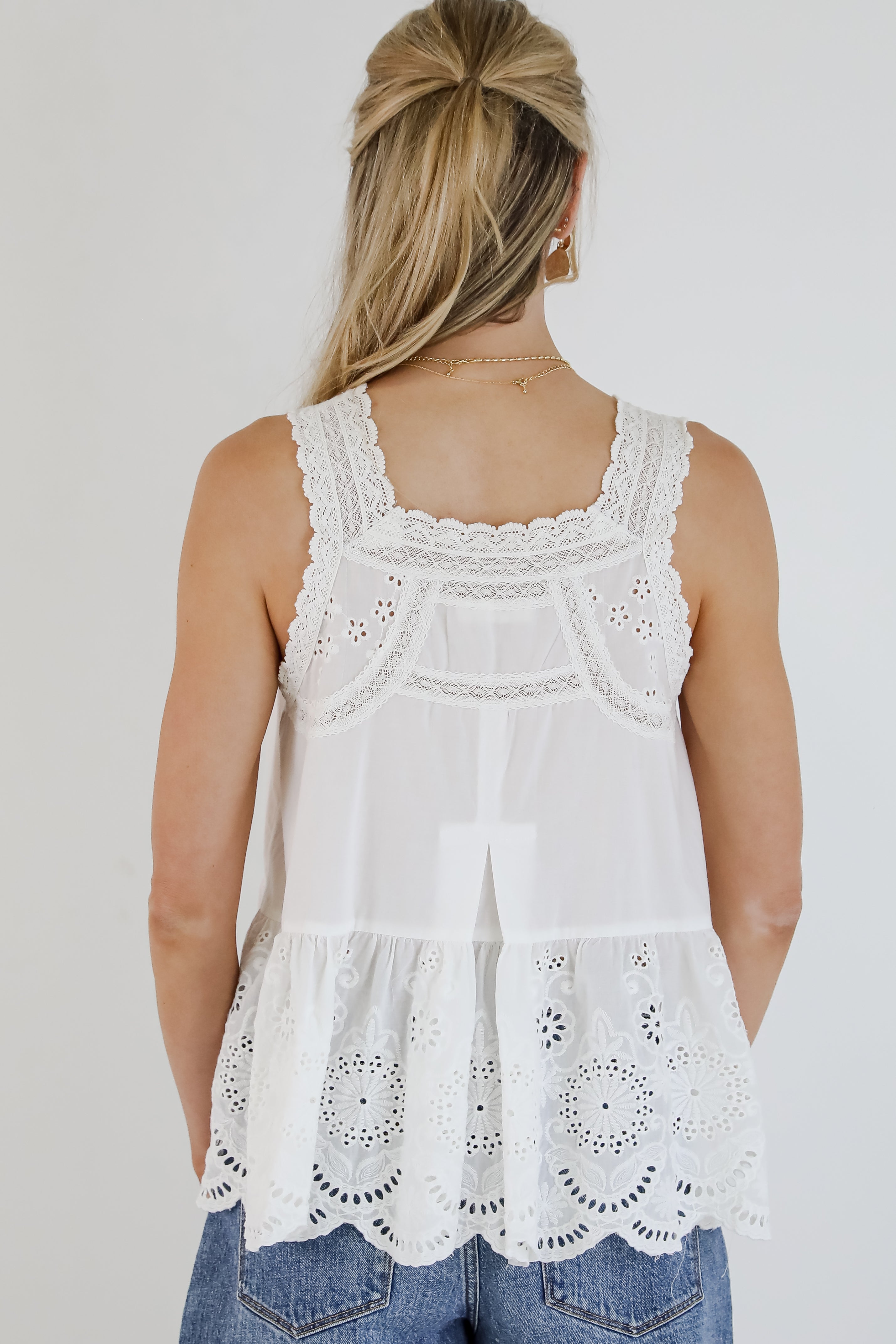 On Your Heart Off White Eyelet Lace Tank