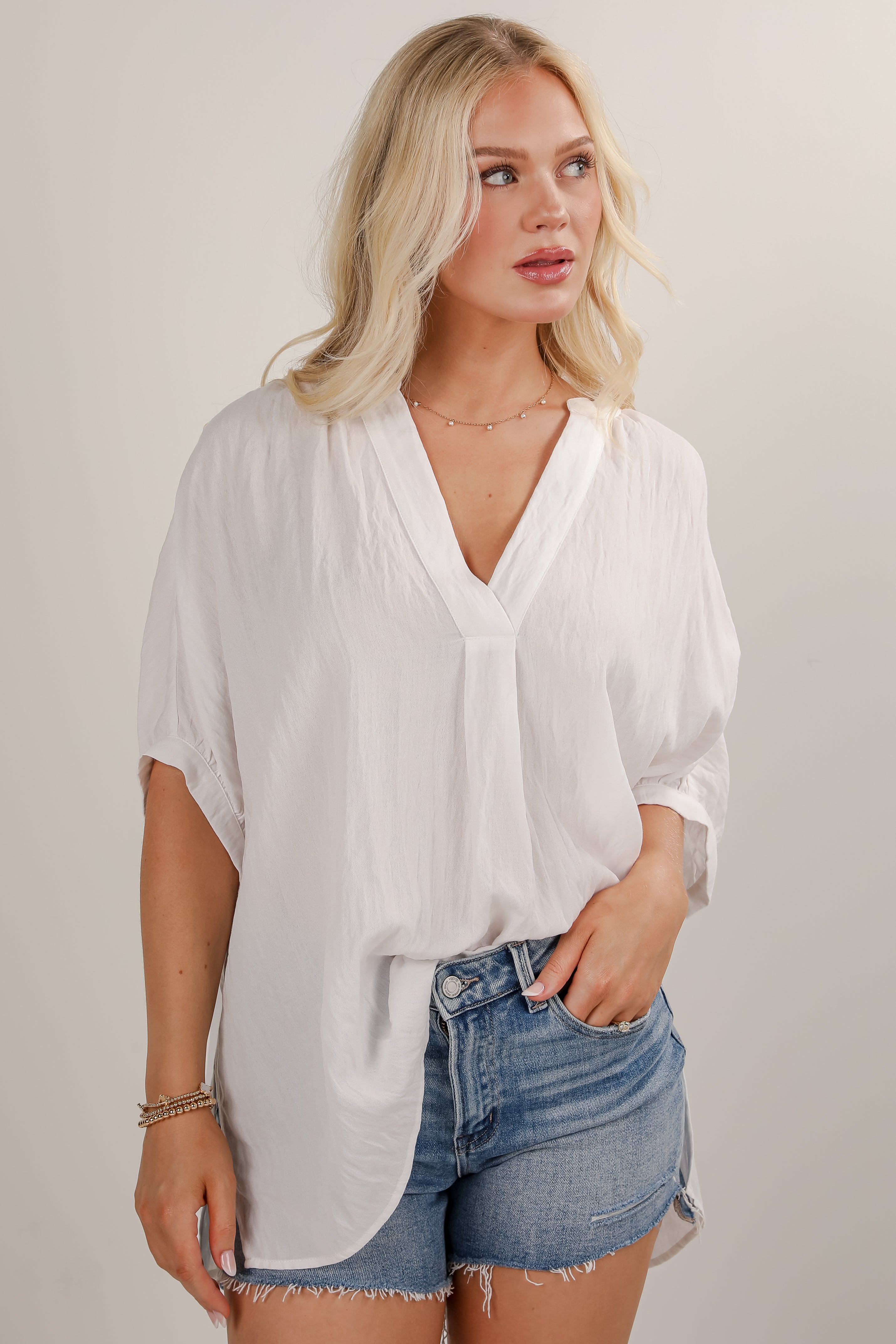 Constantly Trendy Off White Oversized Blouse