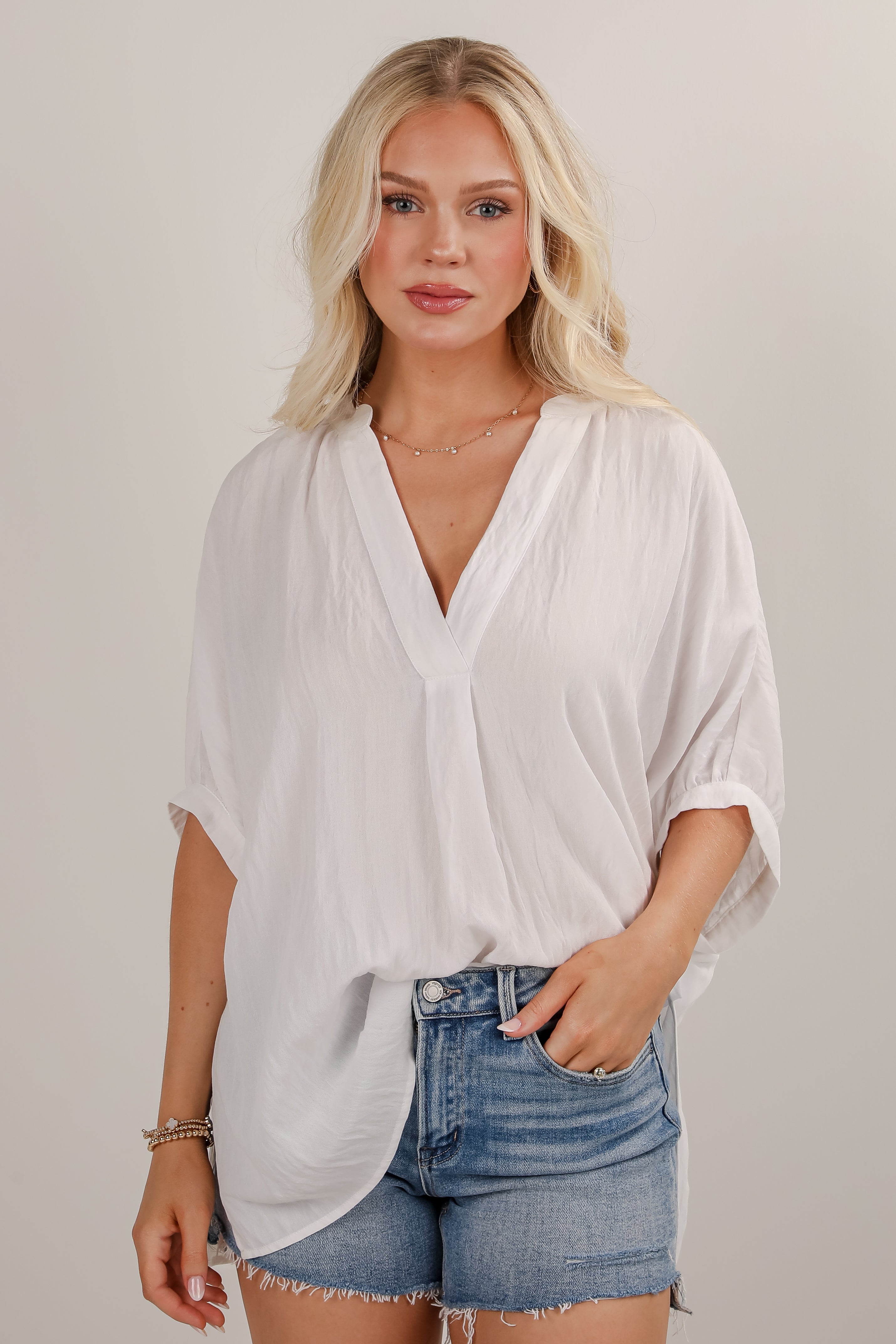 Constantly Trendy Off White Oversized Blouse