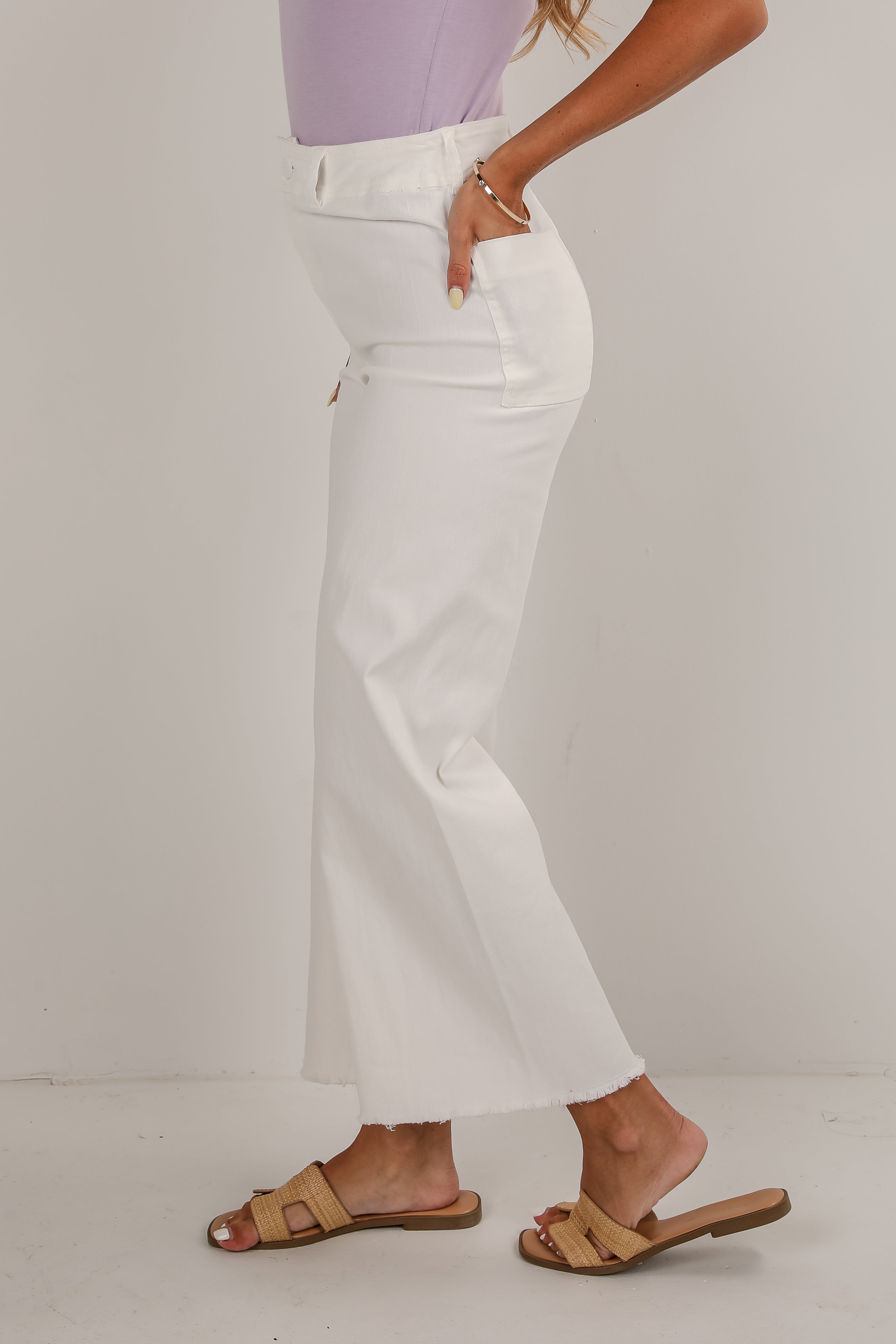 Chloe Off White Wide Leg Jeans