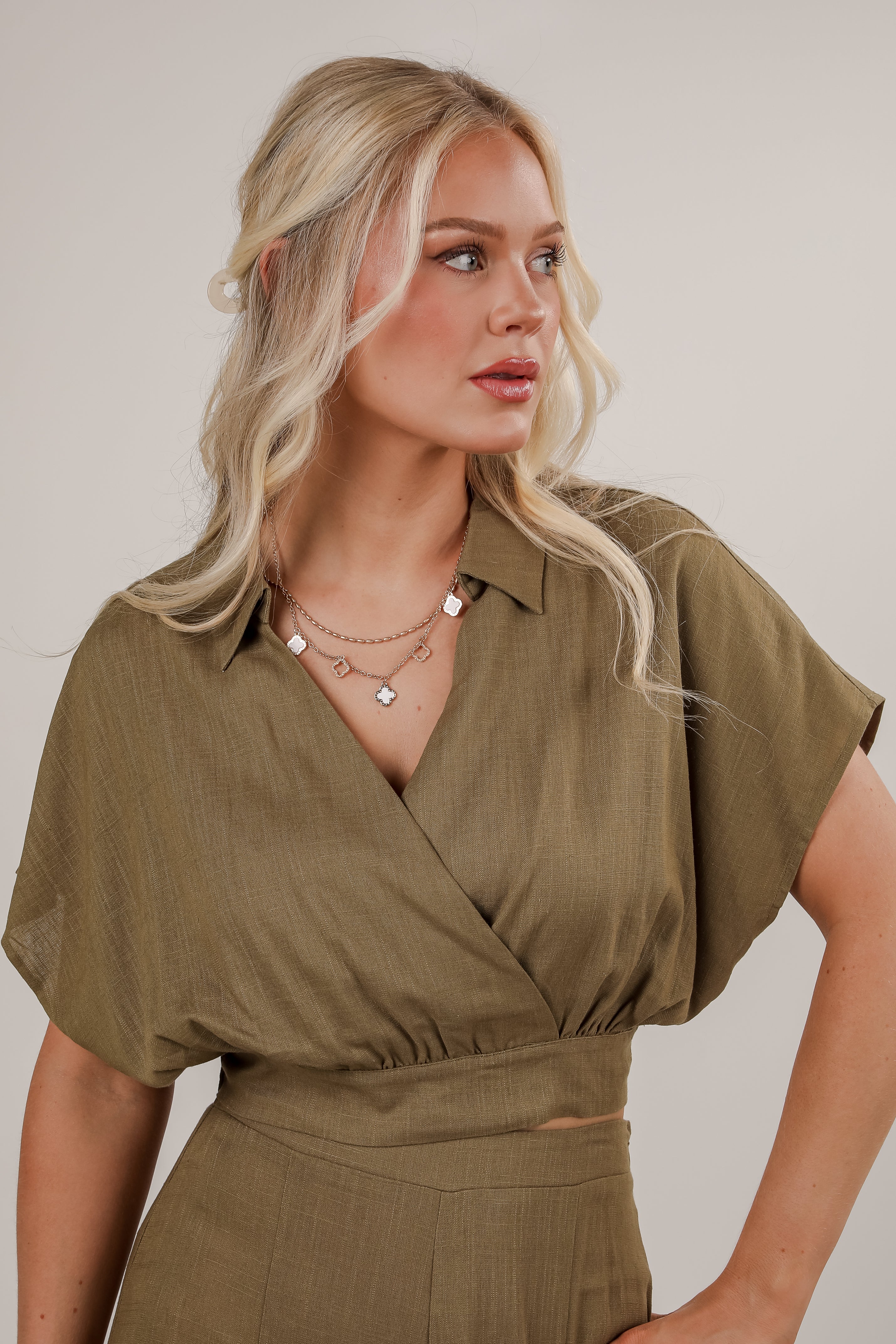 Take A Look Around Surplice Blouse