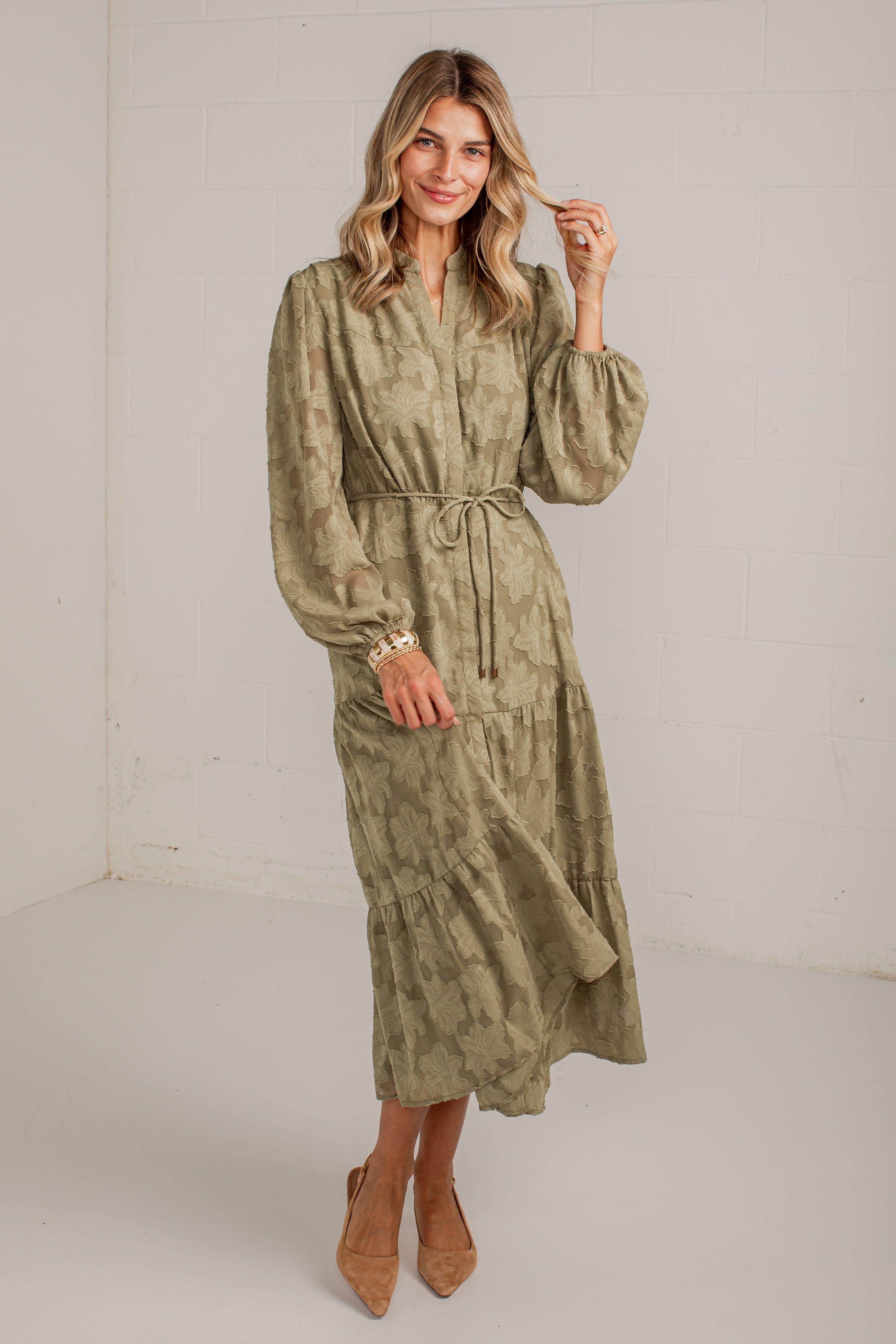 long sleeve floral maxi dress Olive | Trendy Women's Flowy Dresses Create Your Own Stylish The exquisite waterprint floral cf-size-11wc Size:AU 16 (US 12)