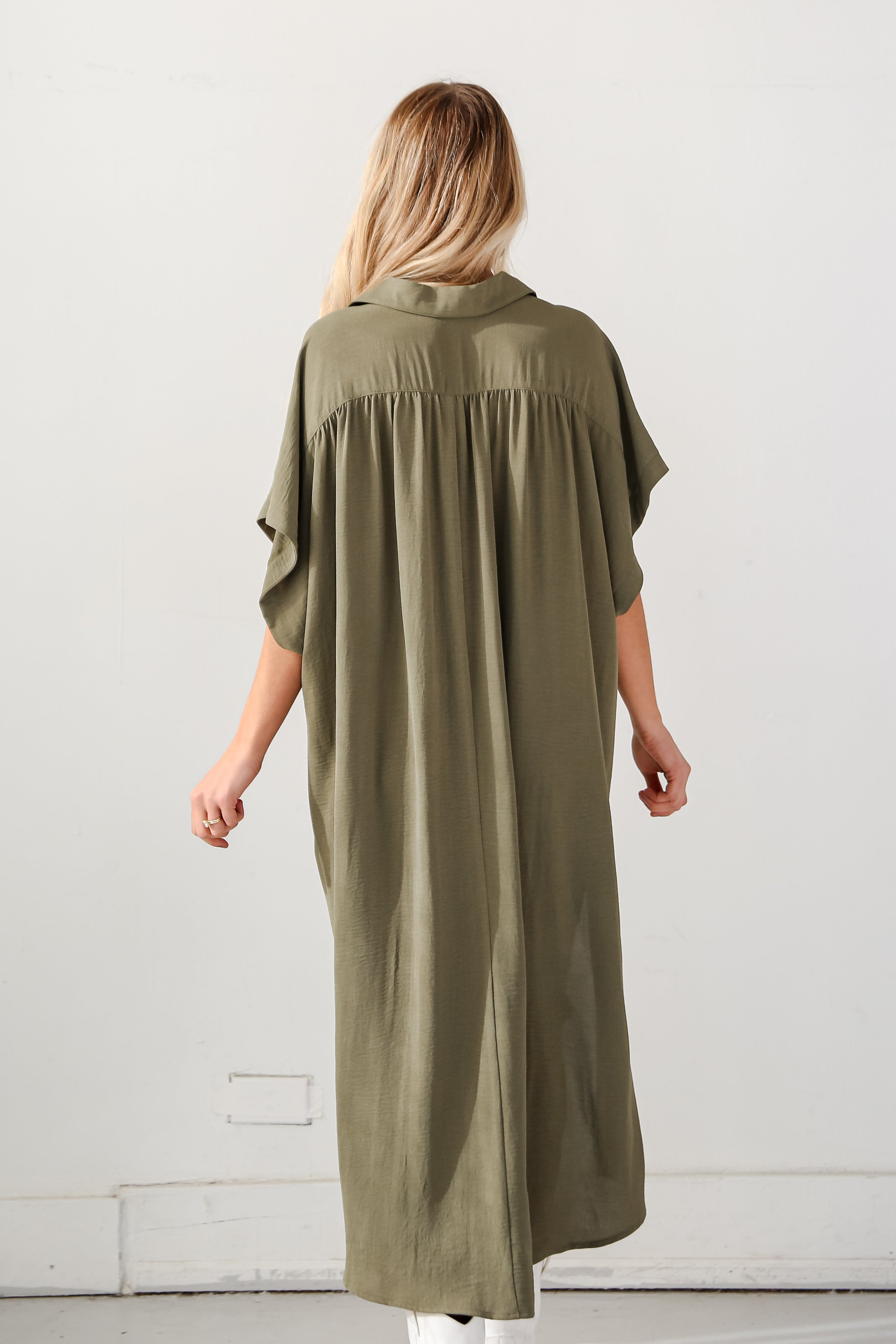 green dress on model