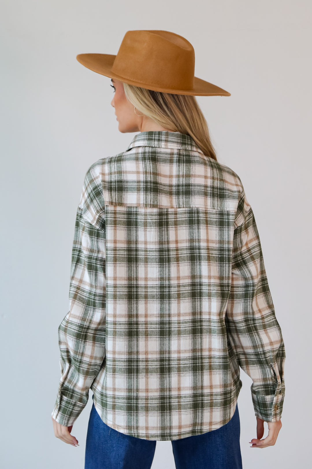 oversized Olive Plaid Flannel