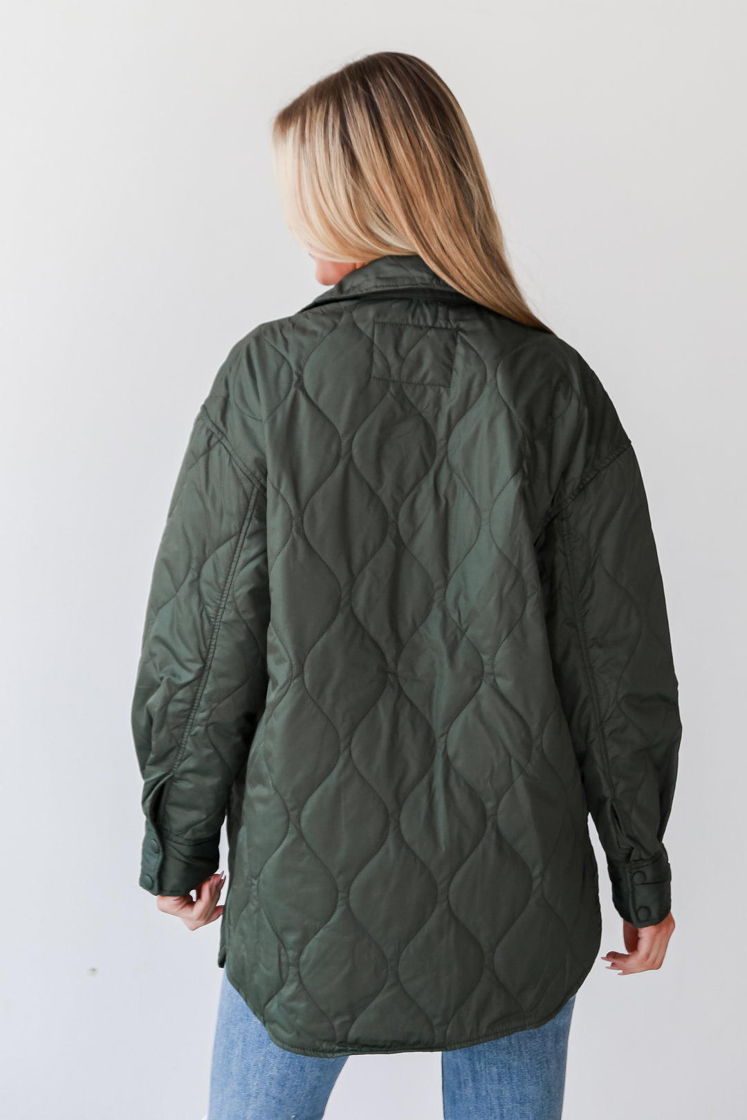 womens Olive Quilted Jacket