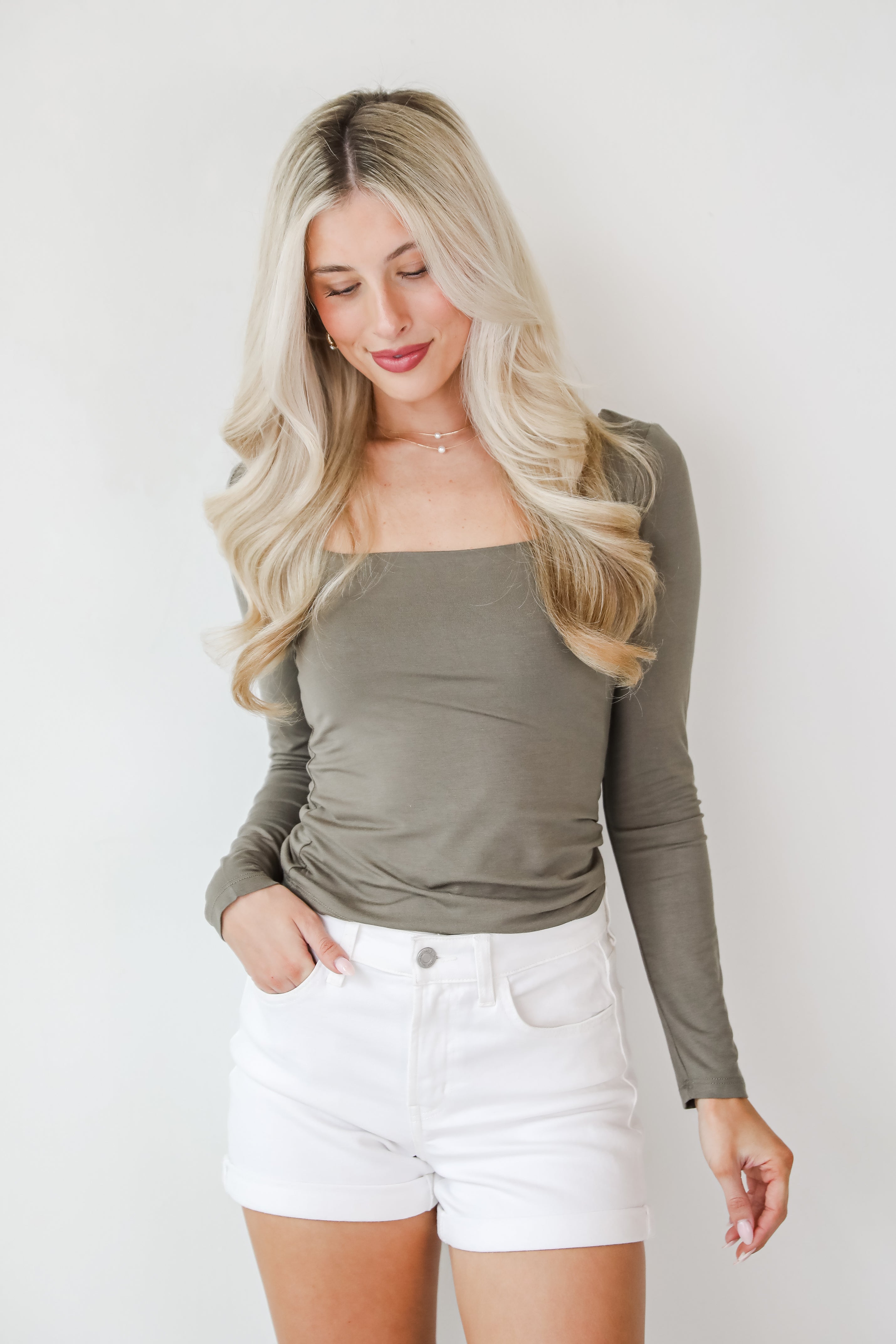 Taylor Square Neck Long Sleeve Top