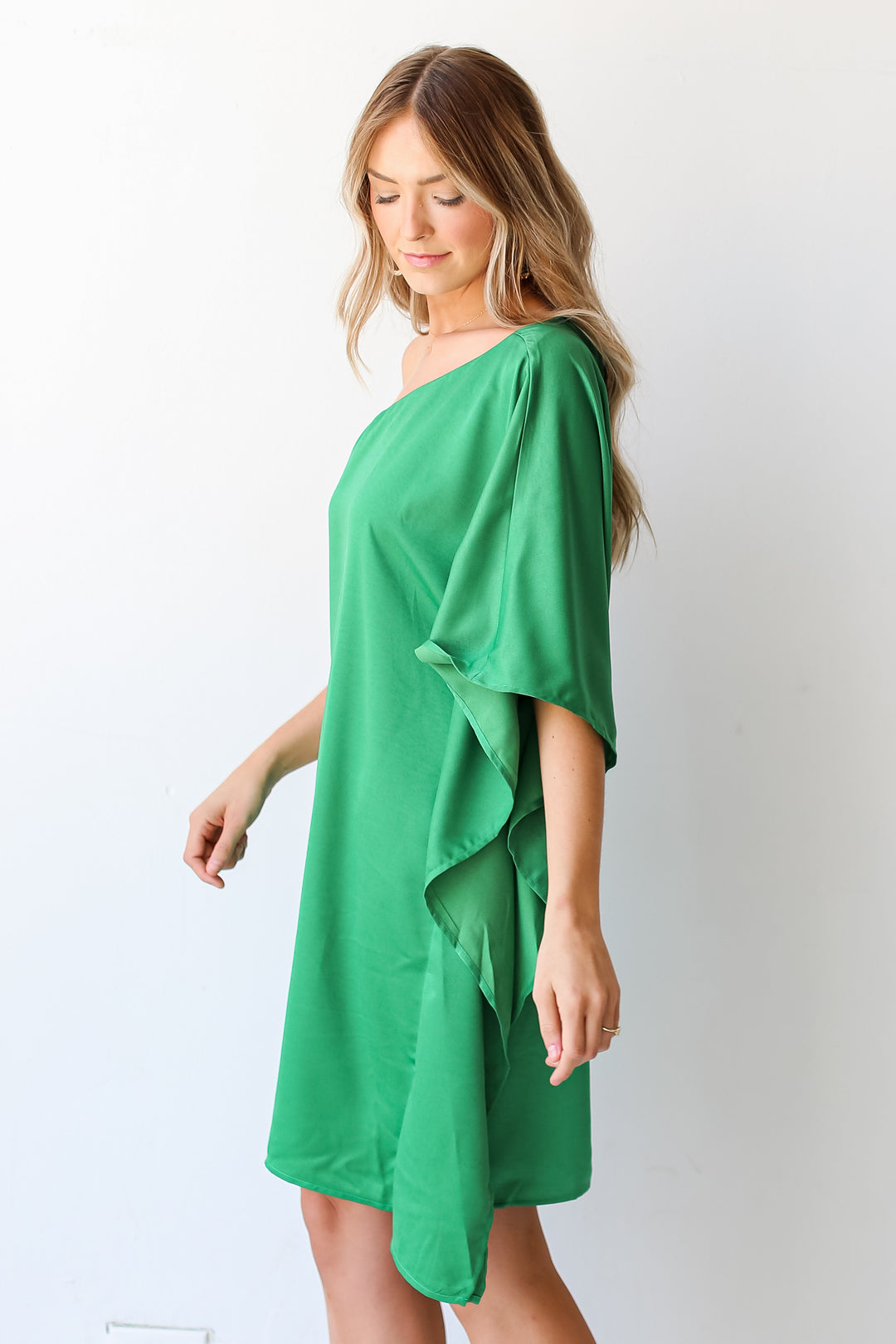 green One-Shoulder Mini Dress side view