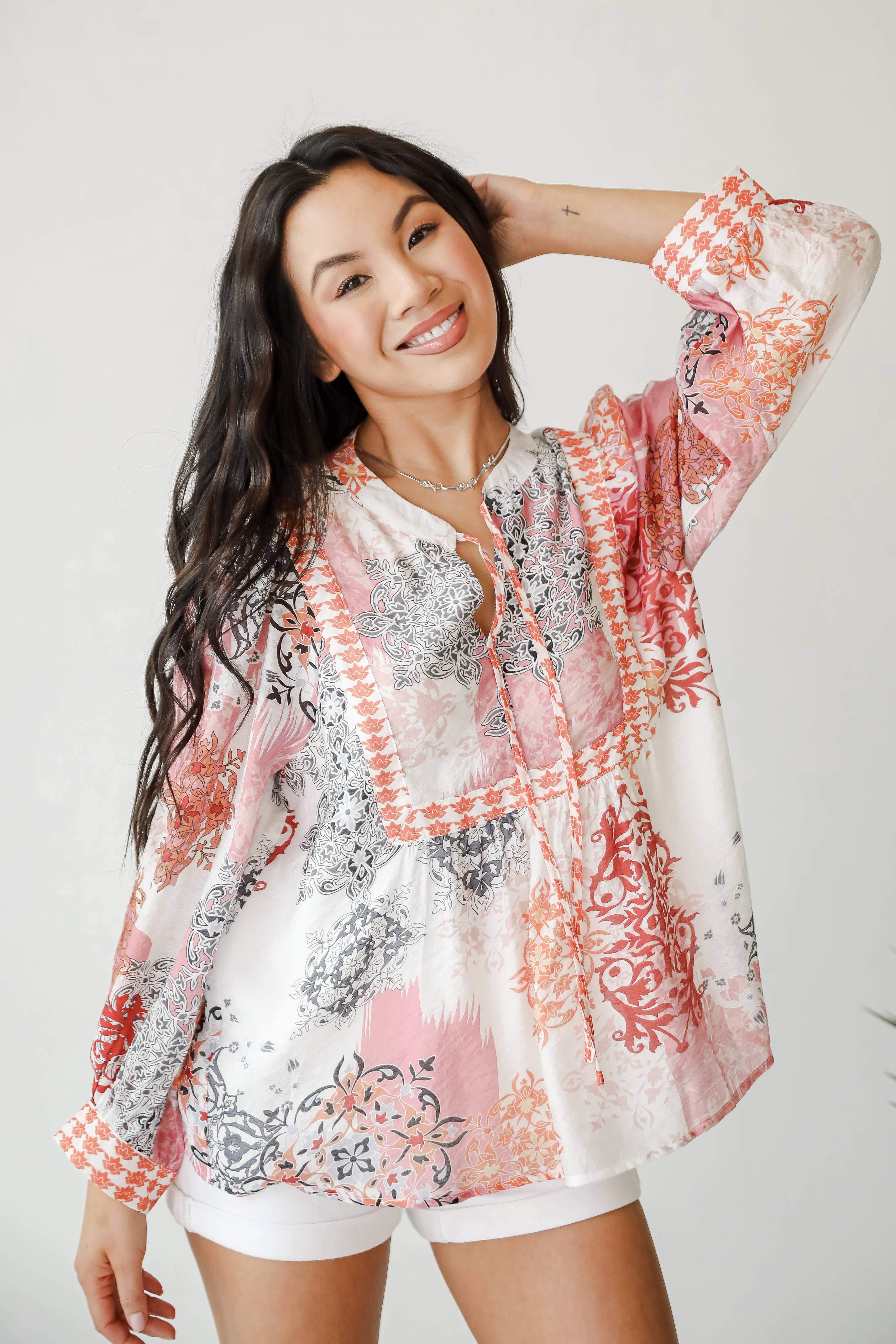 Flawless Effect Orange Floral Blouse