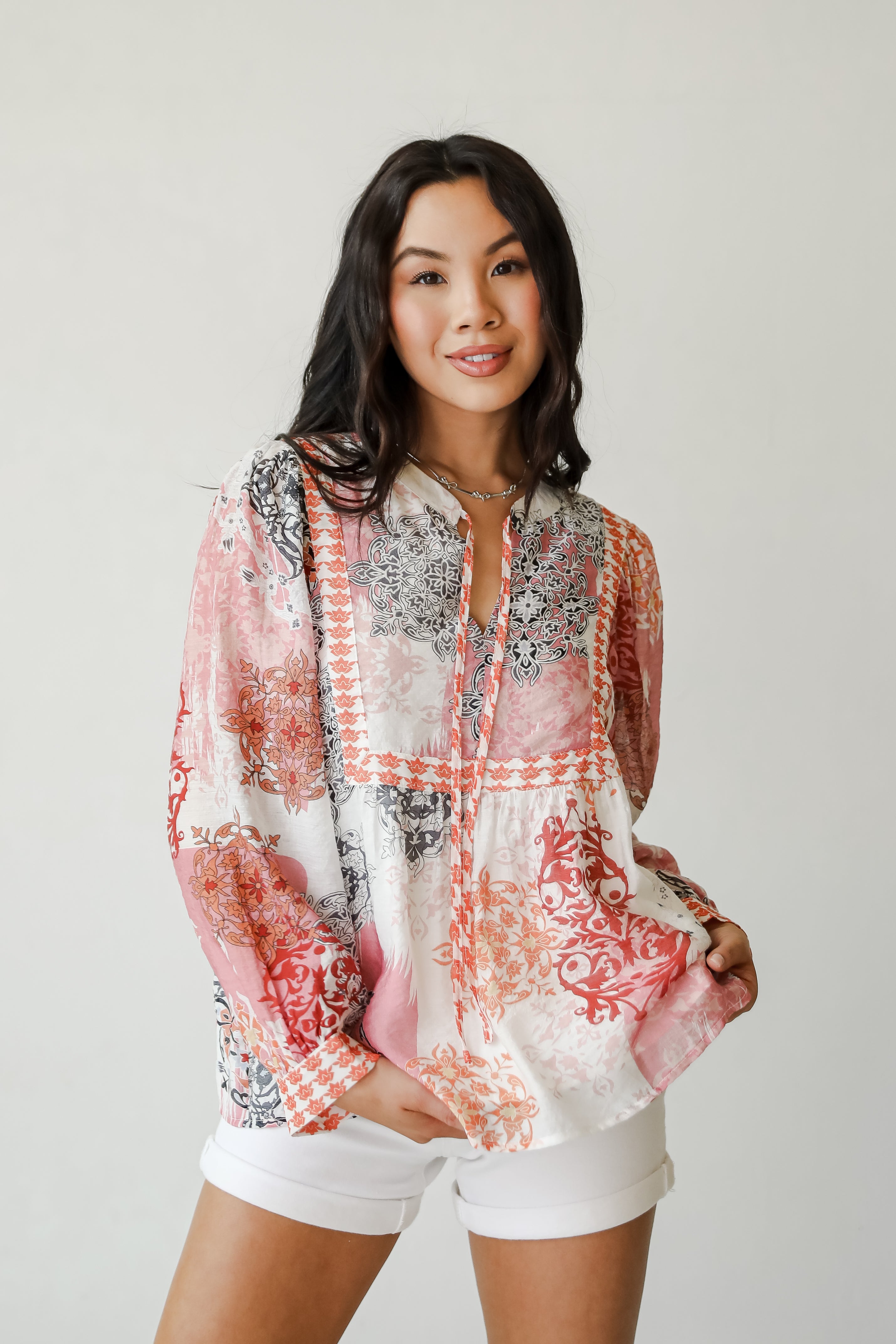 Flawless Effect Orange Floral Blouse