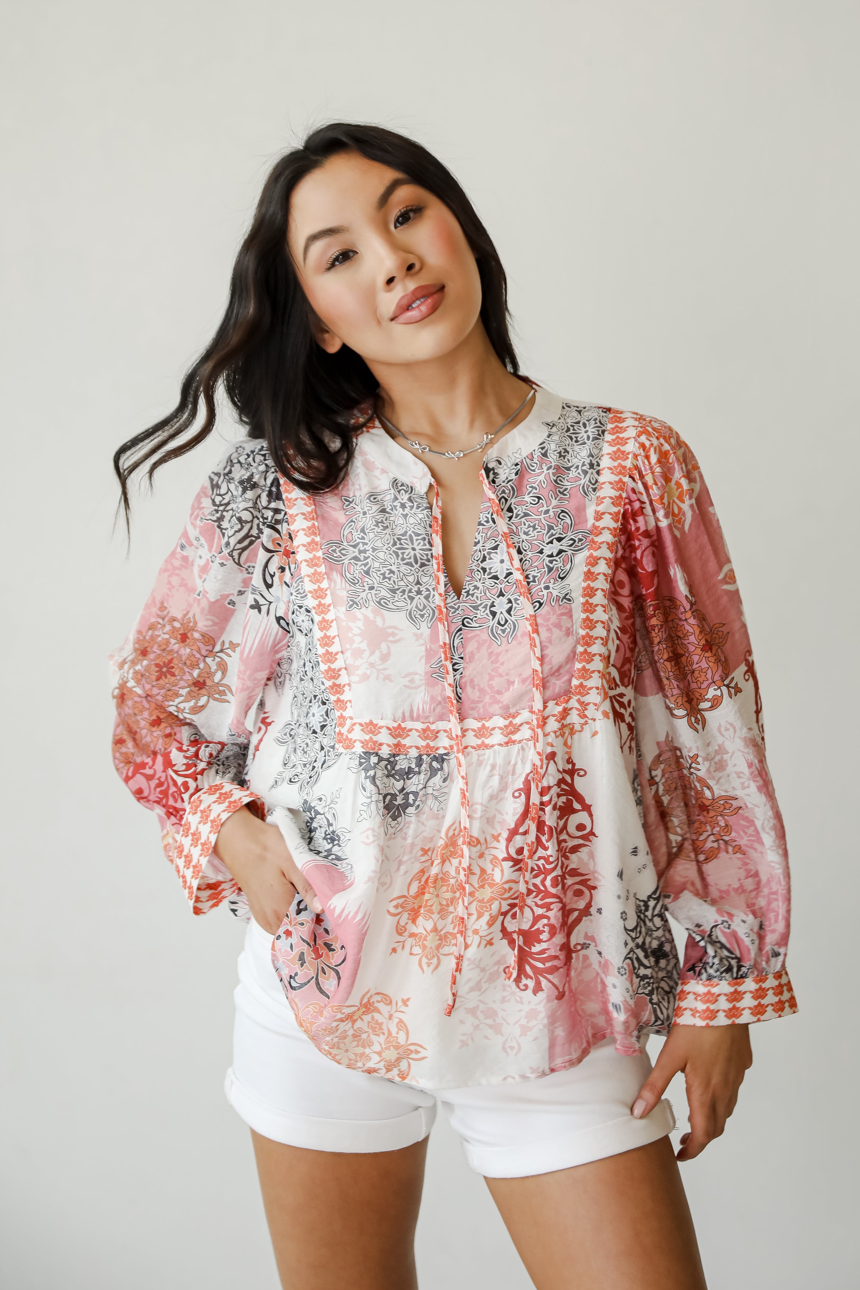 Flawless Effect Orange Floral Blouse