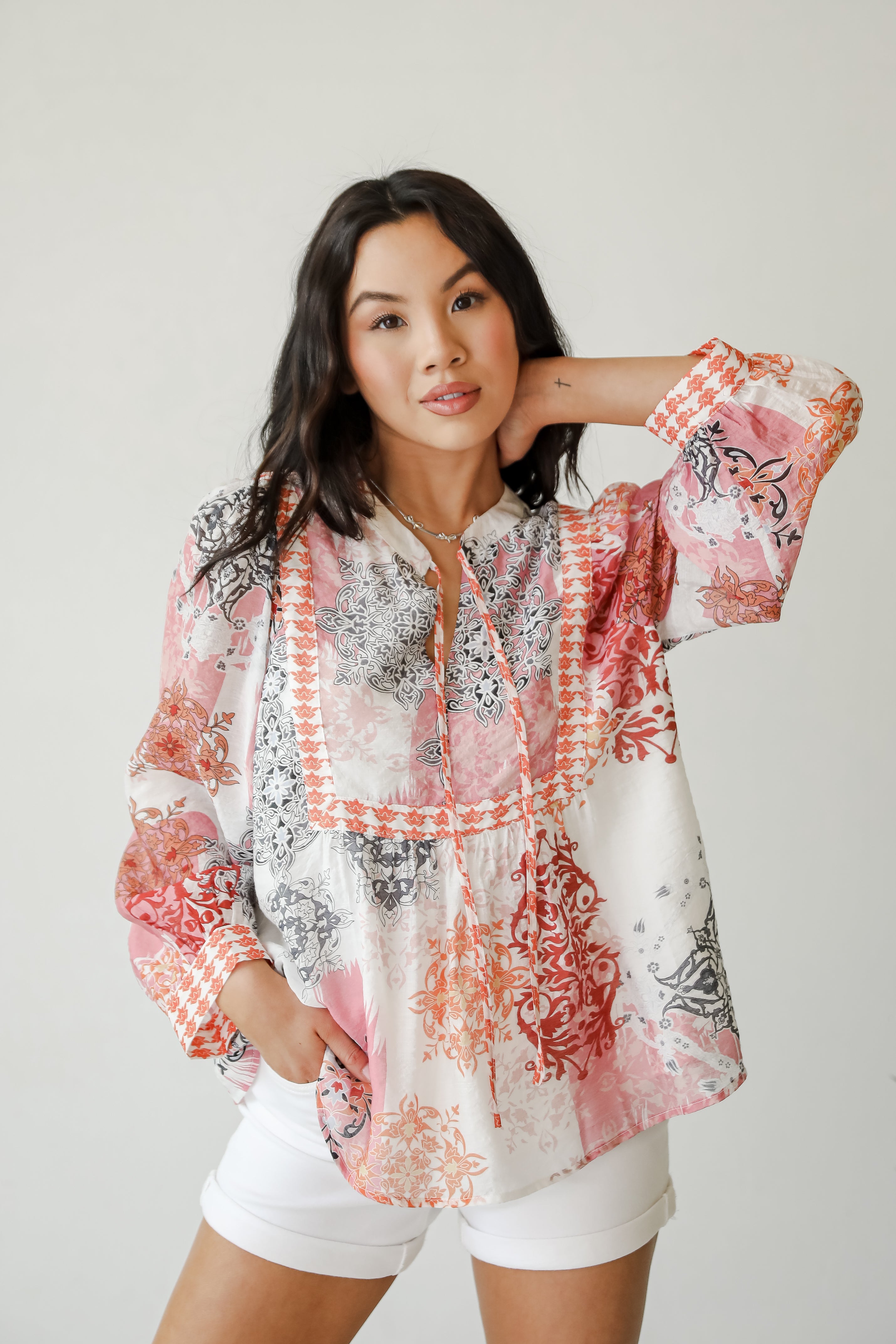 Flawless Effect Orange Floral Blouse